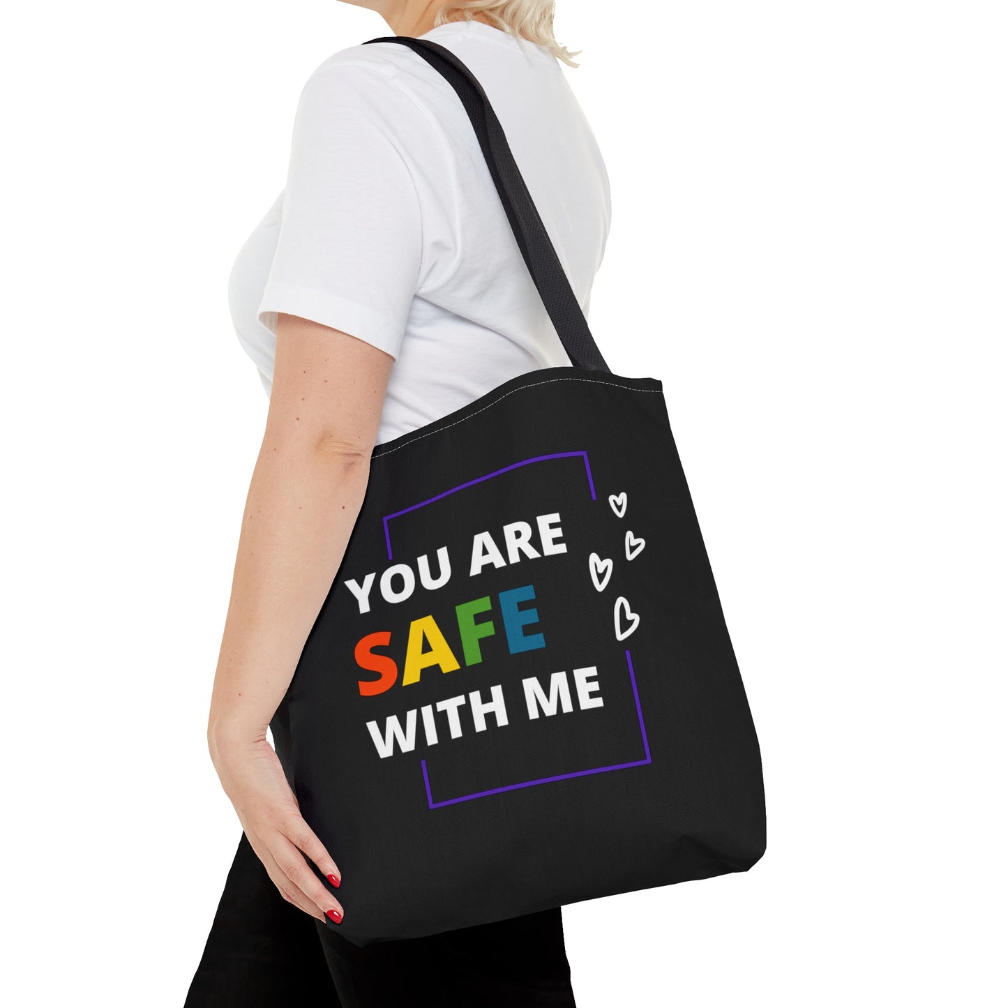 "You Are Safe With Me" Tote Bag (AOP)