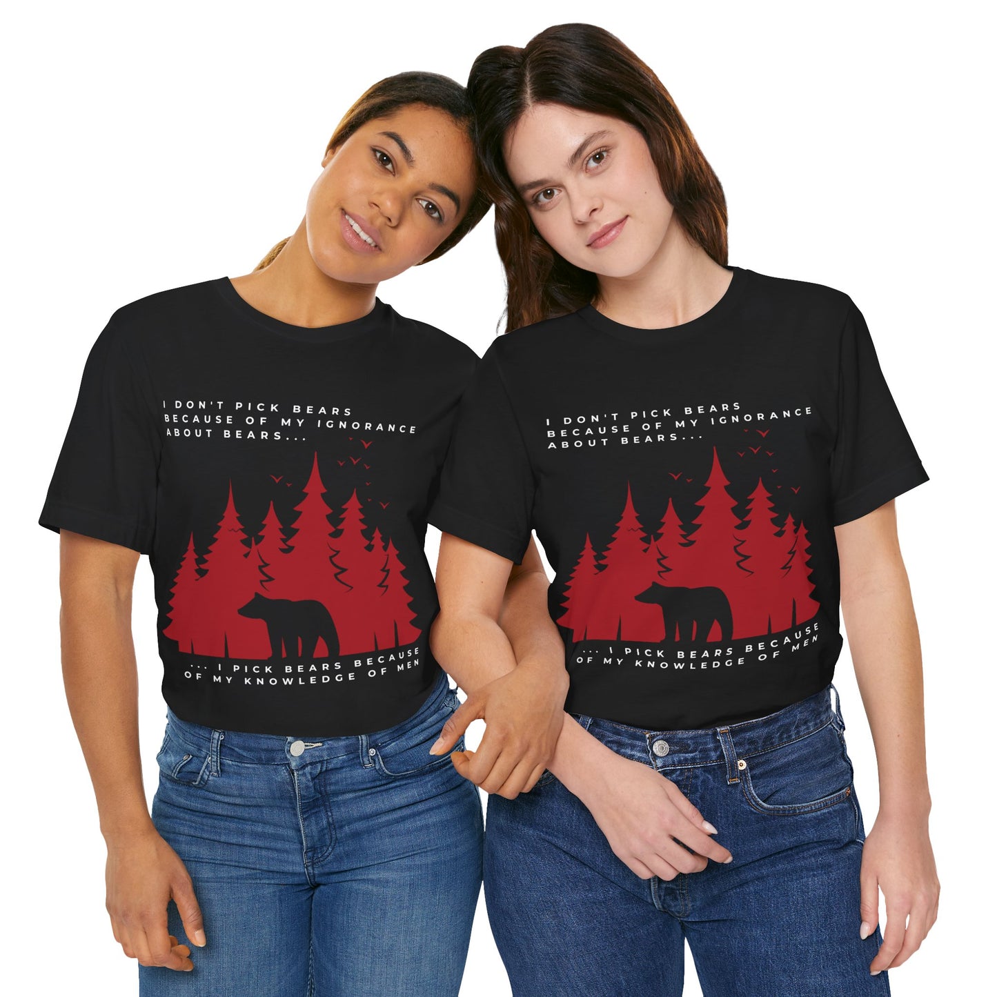 Women's Quoted Bear Tee - Red and White Graphic