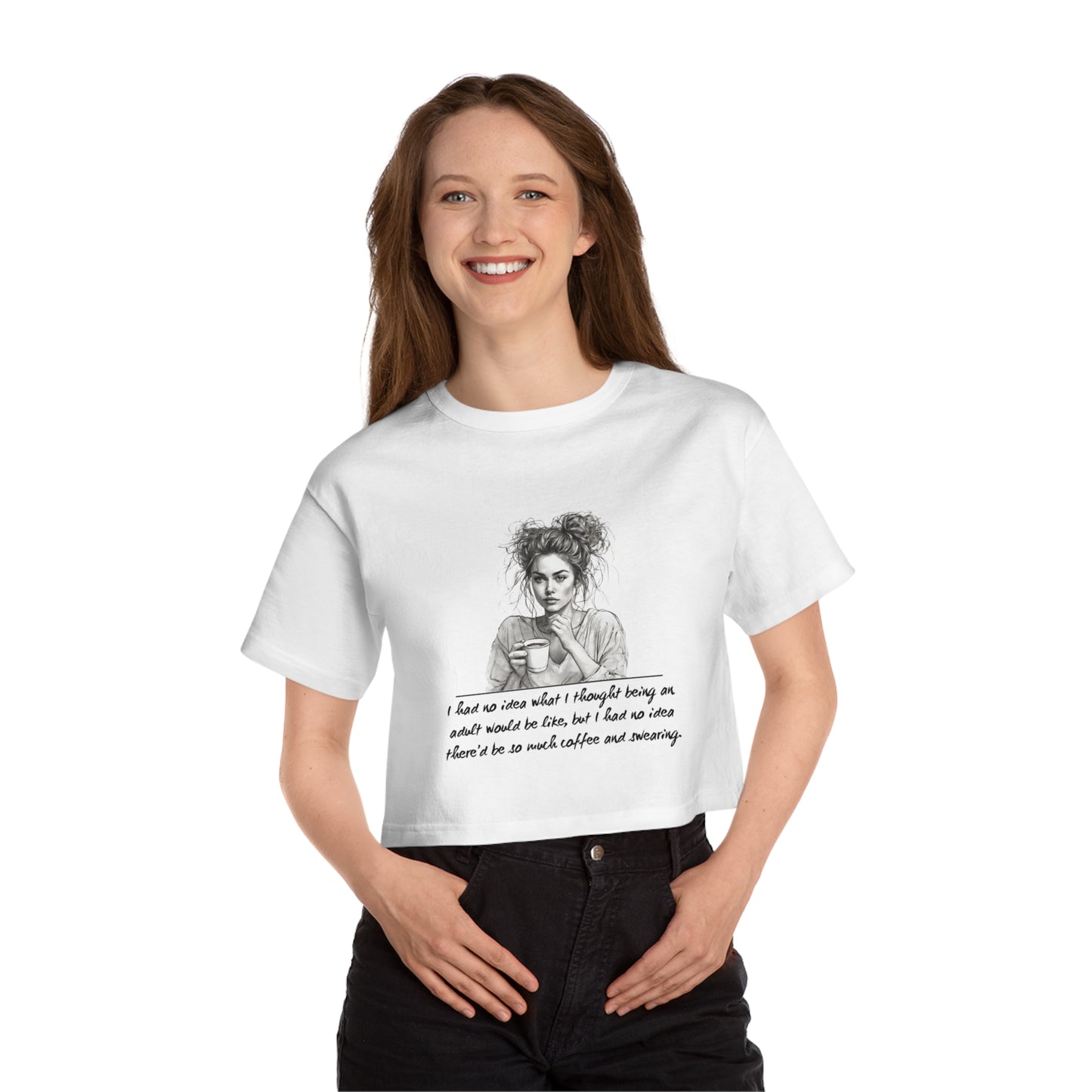 Coffee and Swearing Cropped T-Shirt