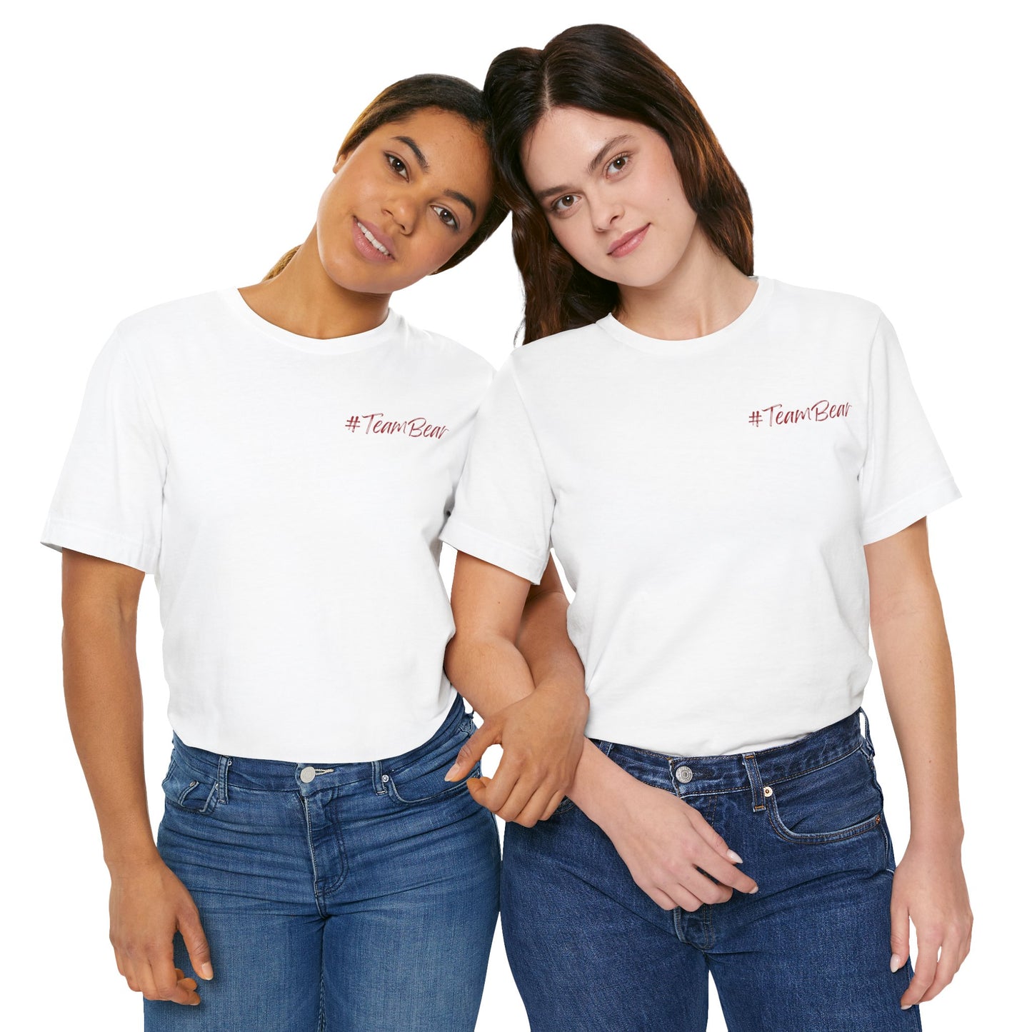 Women's Two-Sided Graphic "Team Bear" Tee - Red and White Graphics