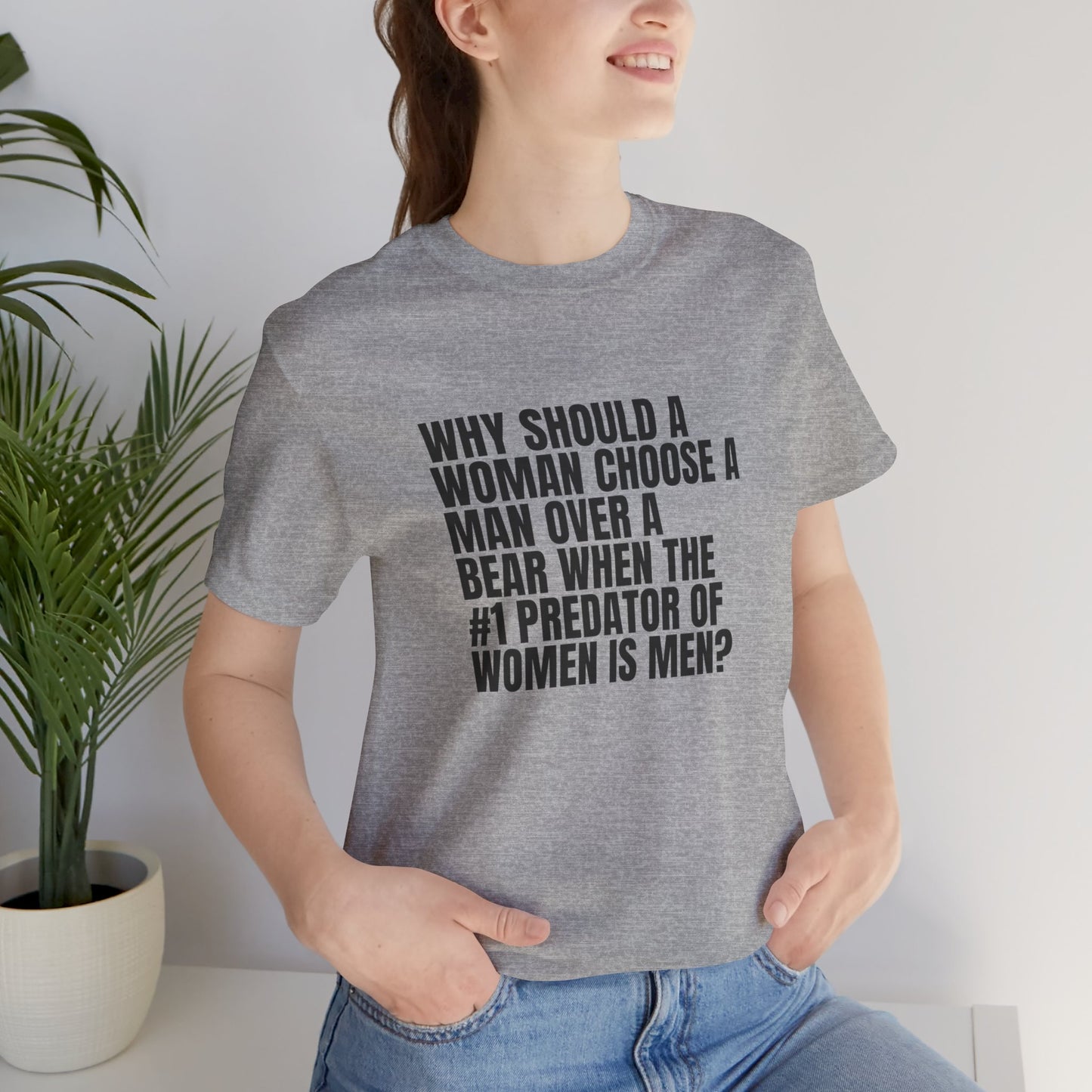 Women's Man v. Bear Tee - Black Writing
