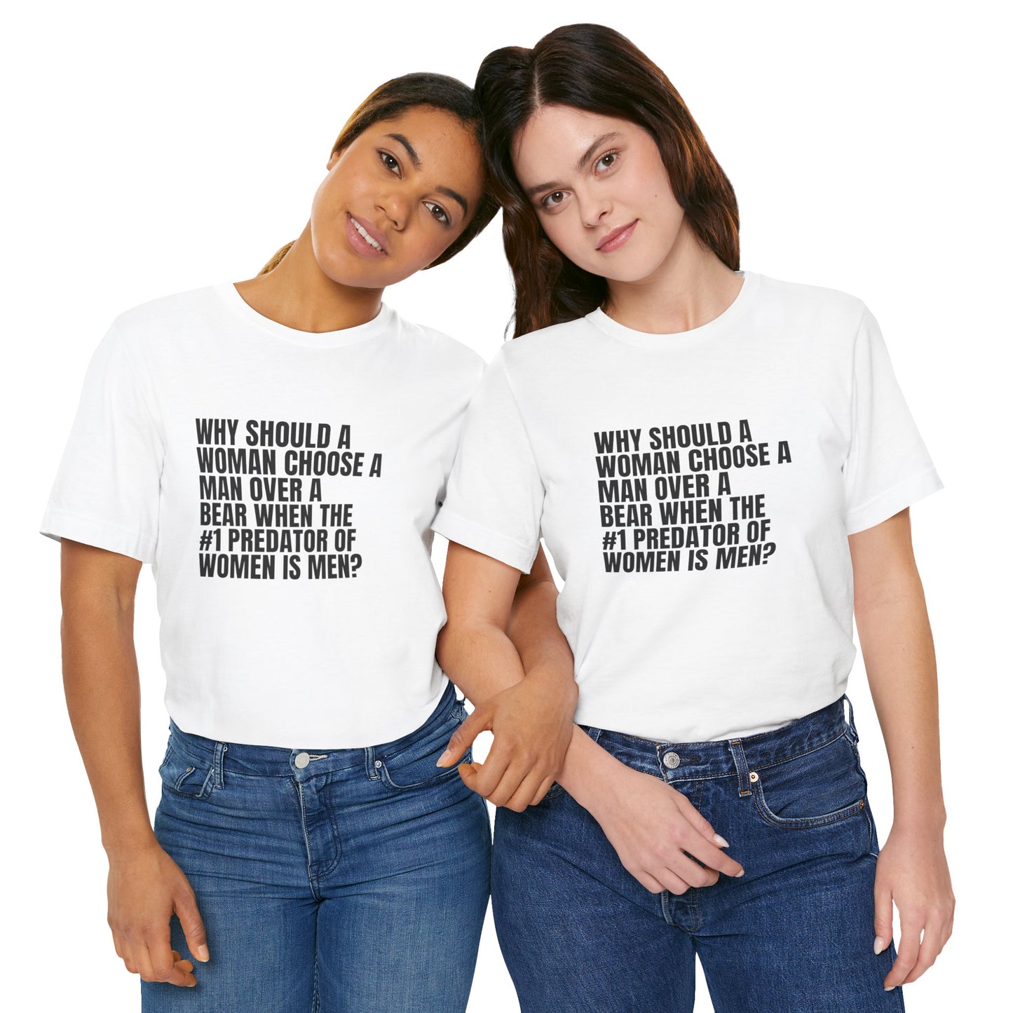 Women's Man v. Bear Tee - Black Writing