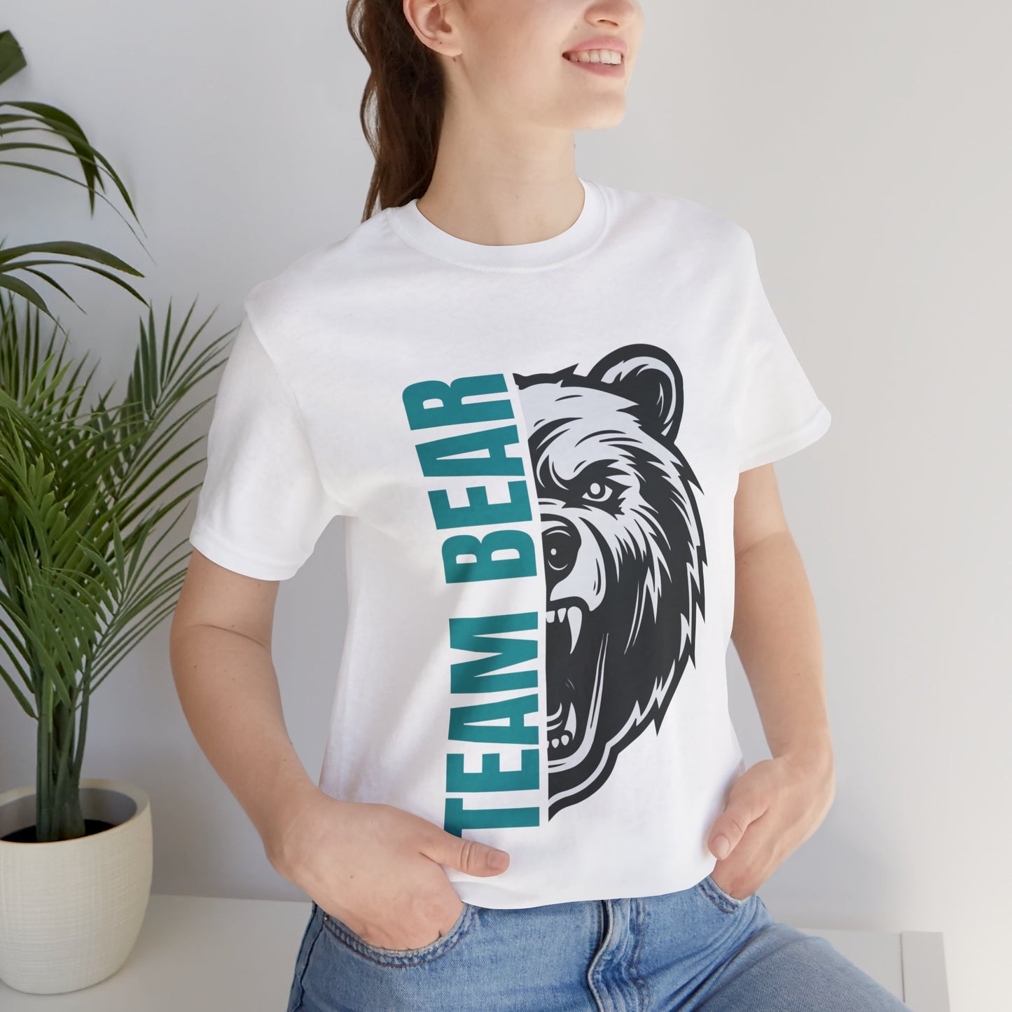 Women's "Team Bear" Tee - Teal Lettering