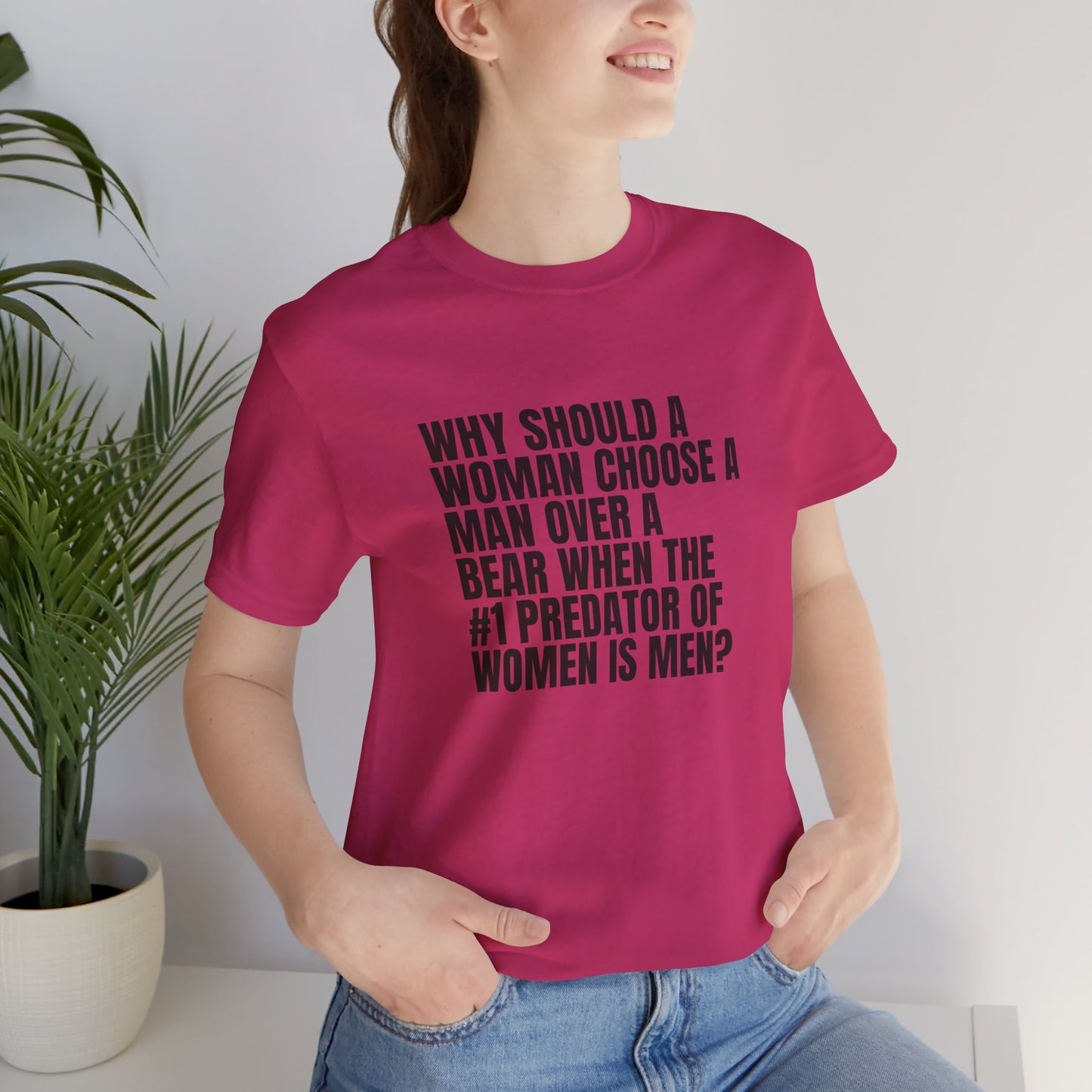 Women's Man v. Bear Tee - Black Writing