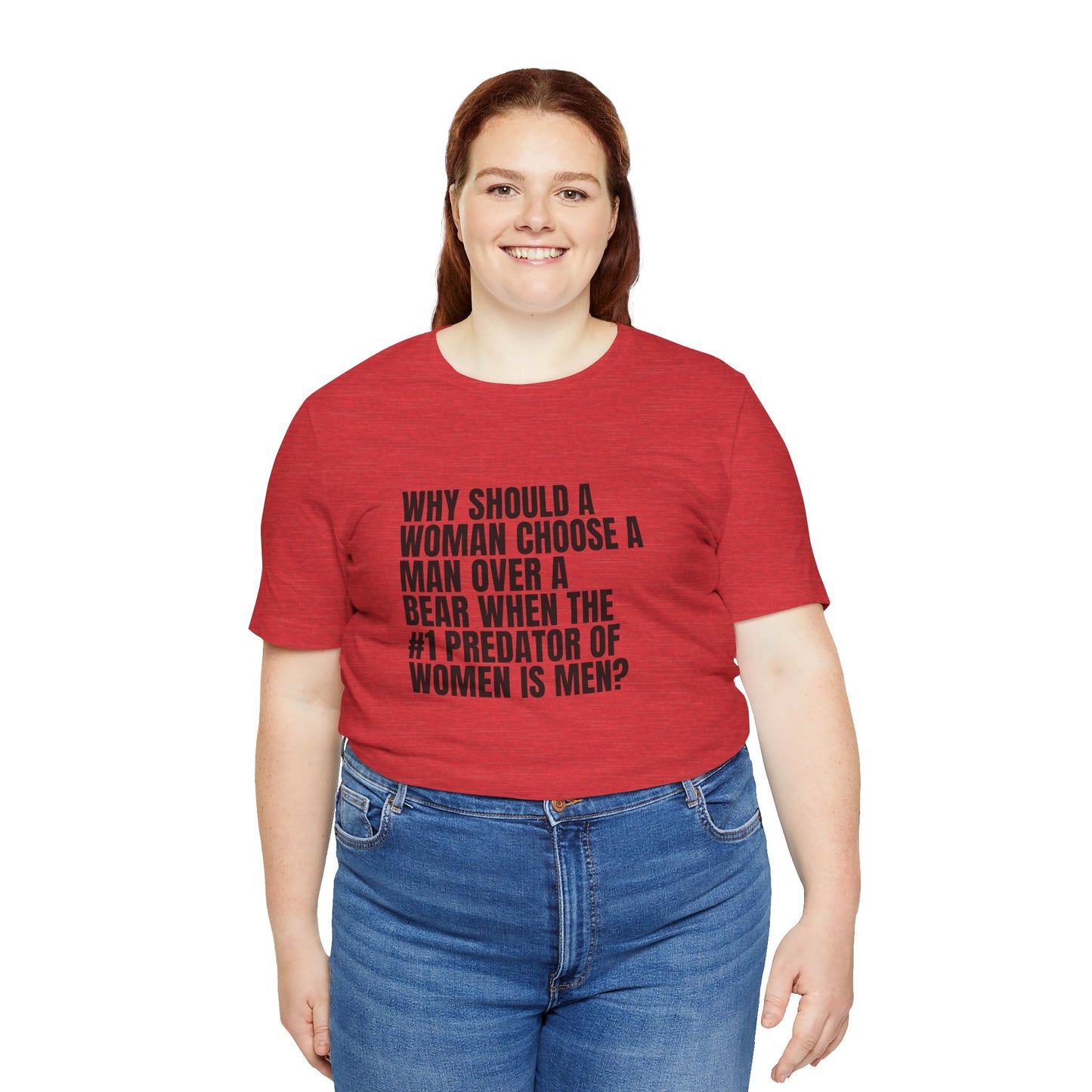 Women's Man v. Bear Tee - Black Writing