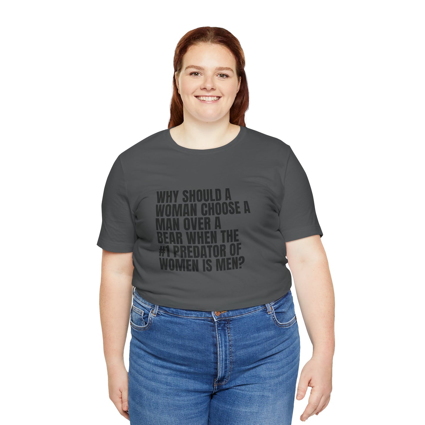 Women's Man v. Bear Tee - Black Writing