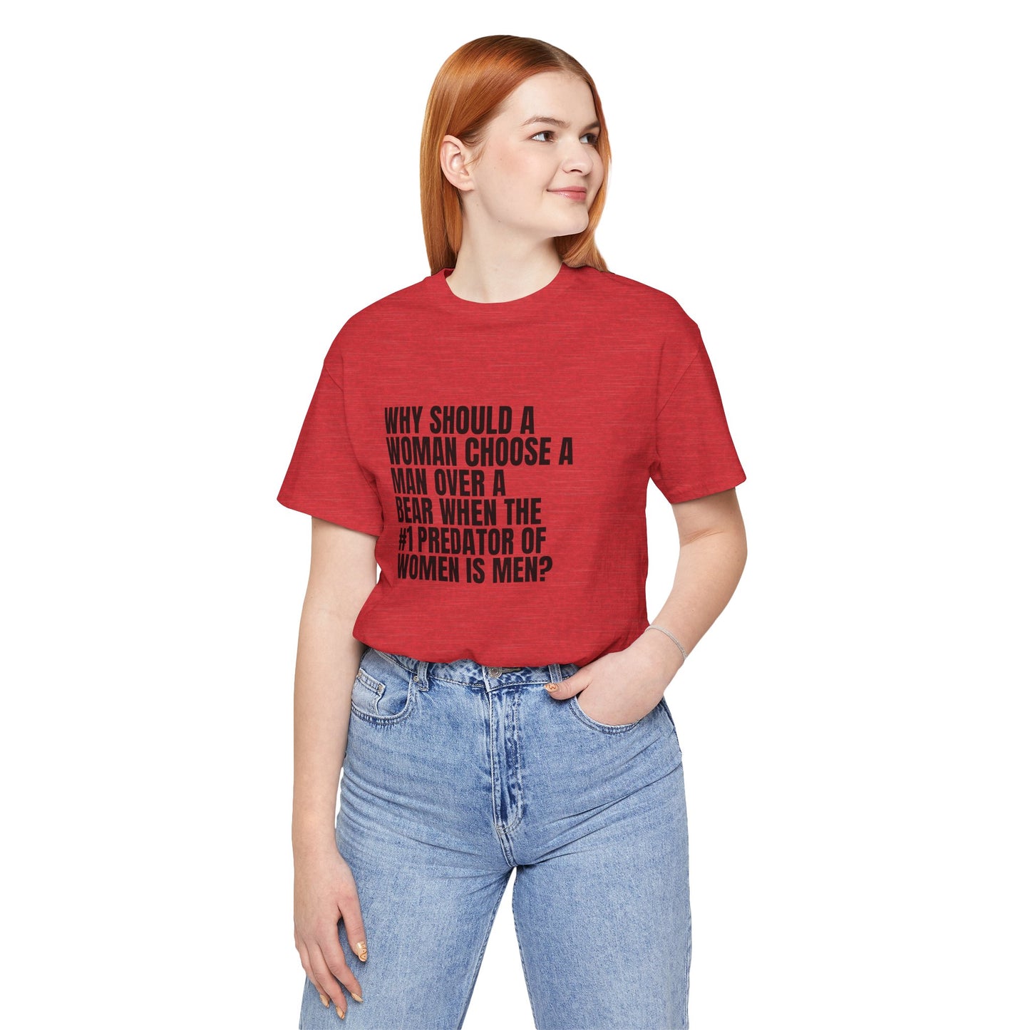 Women's Man v. Bear Tee - Black Writing
