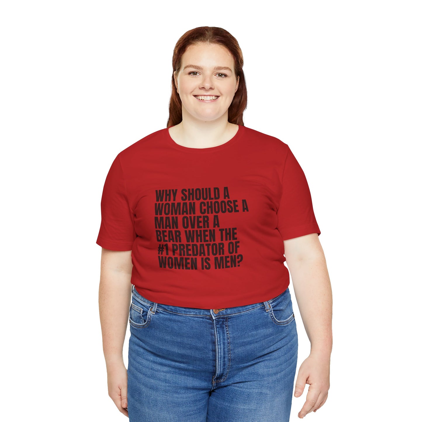 Women's Man v. Bear Tee - Black Writing