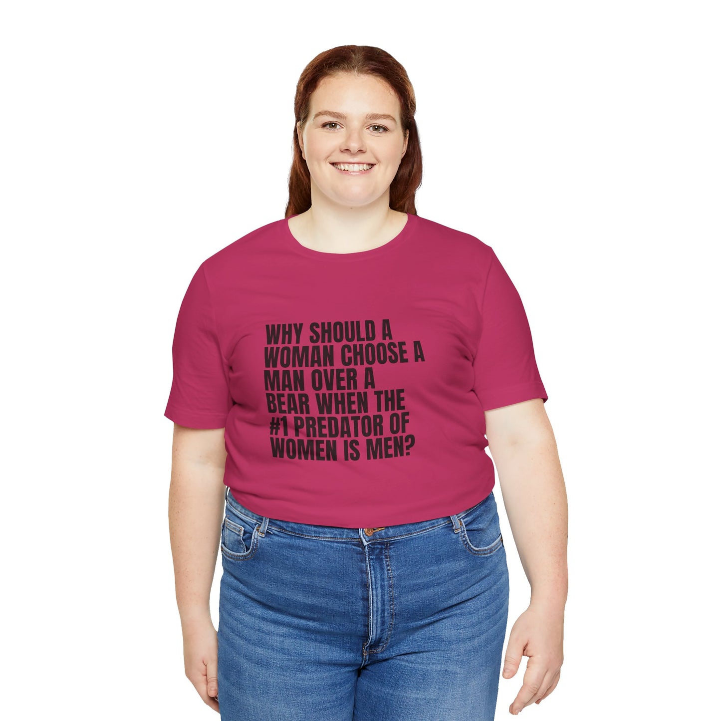 Women's Man v. Bear Tee - Black Writing