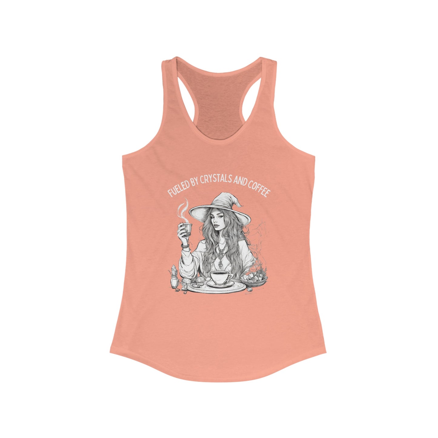 Fueled by Crystals and Coffee Racerback Tank