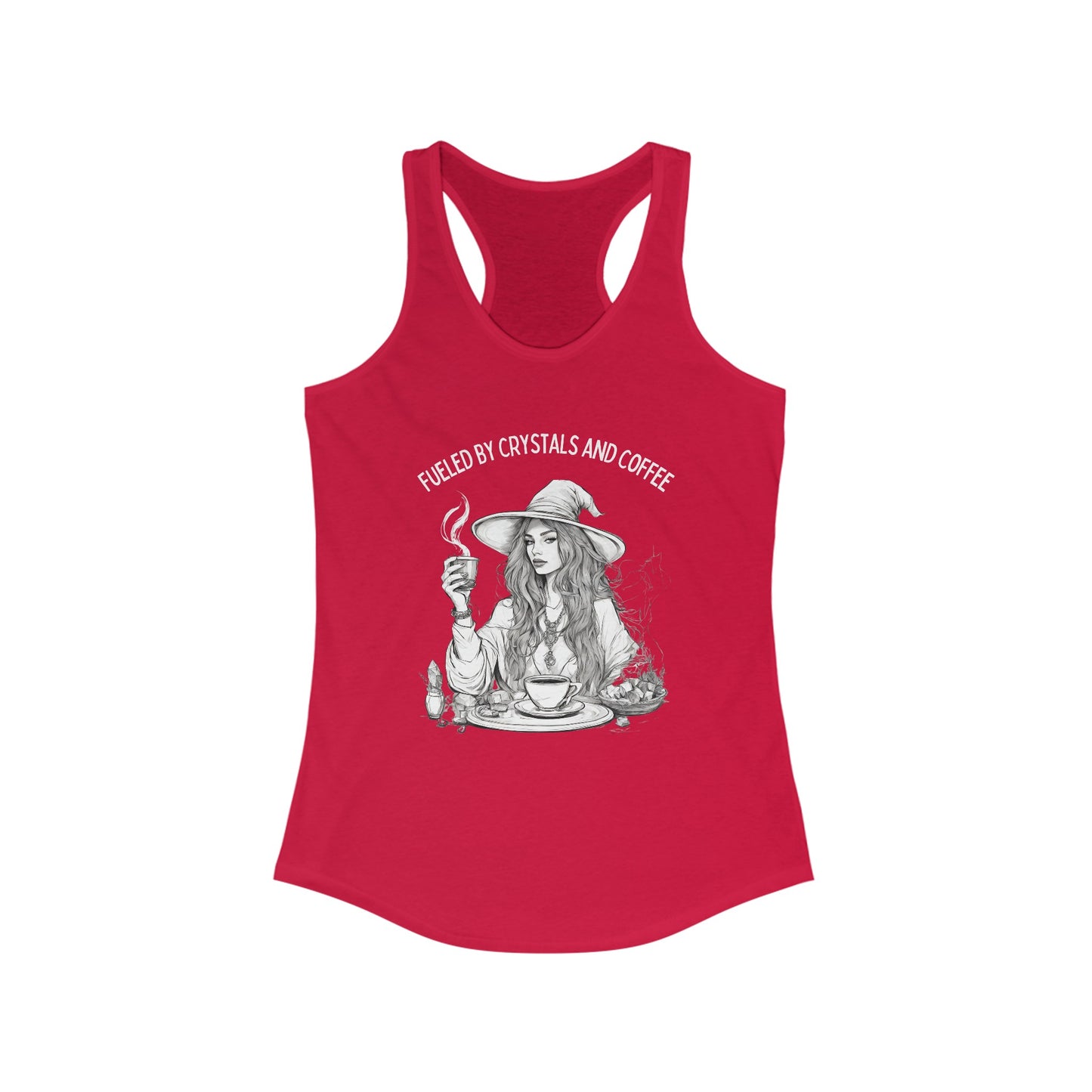 Fueled by Crystals and Coffee Racerback Tank