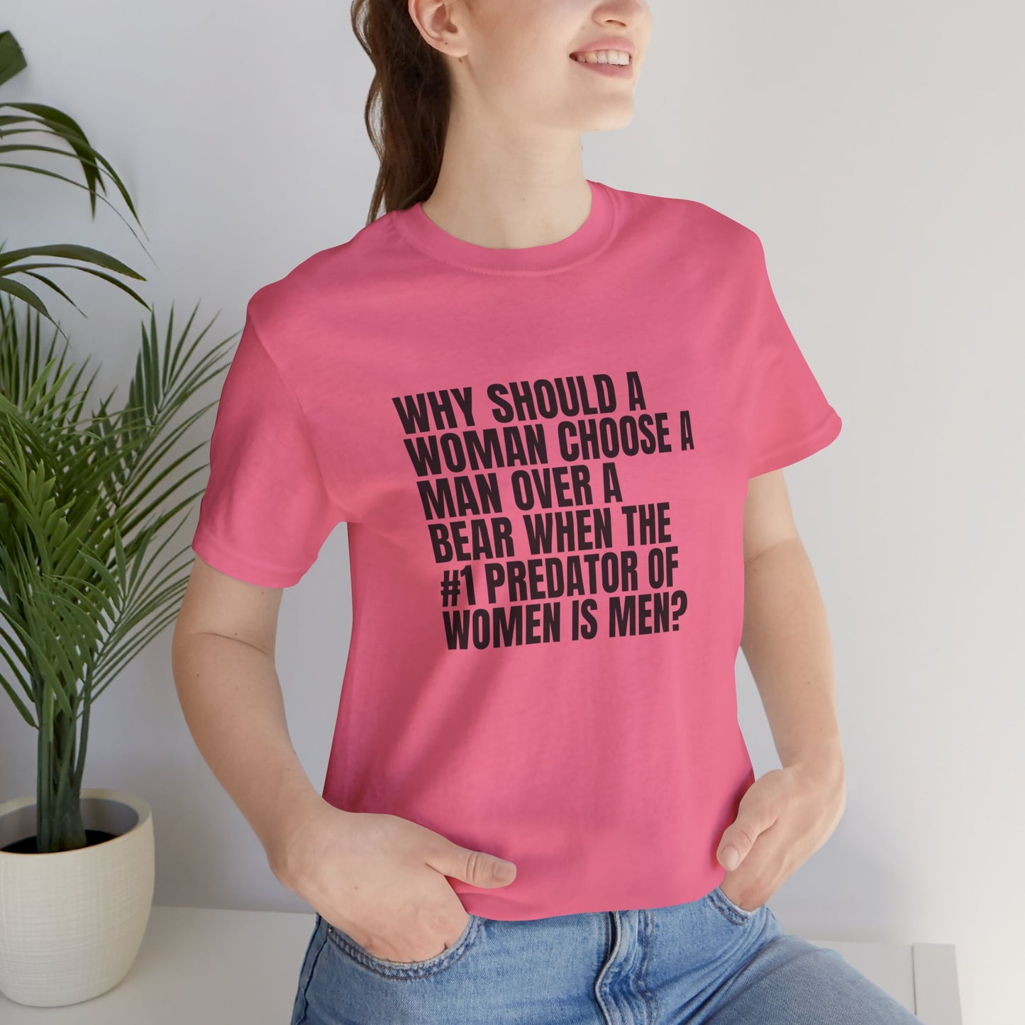 Women's Man v. Bear Tee - Black Writing