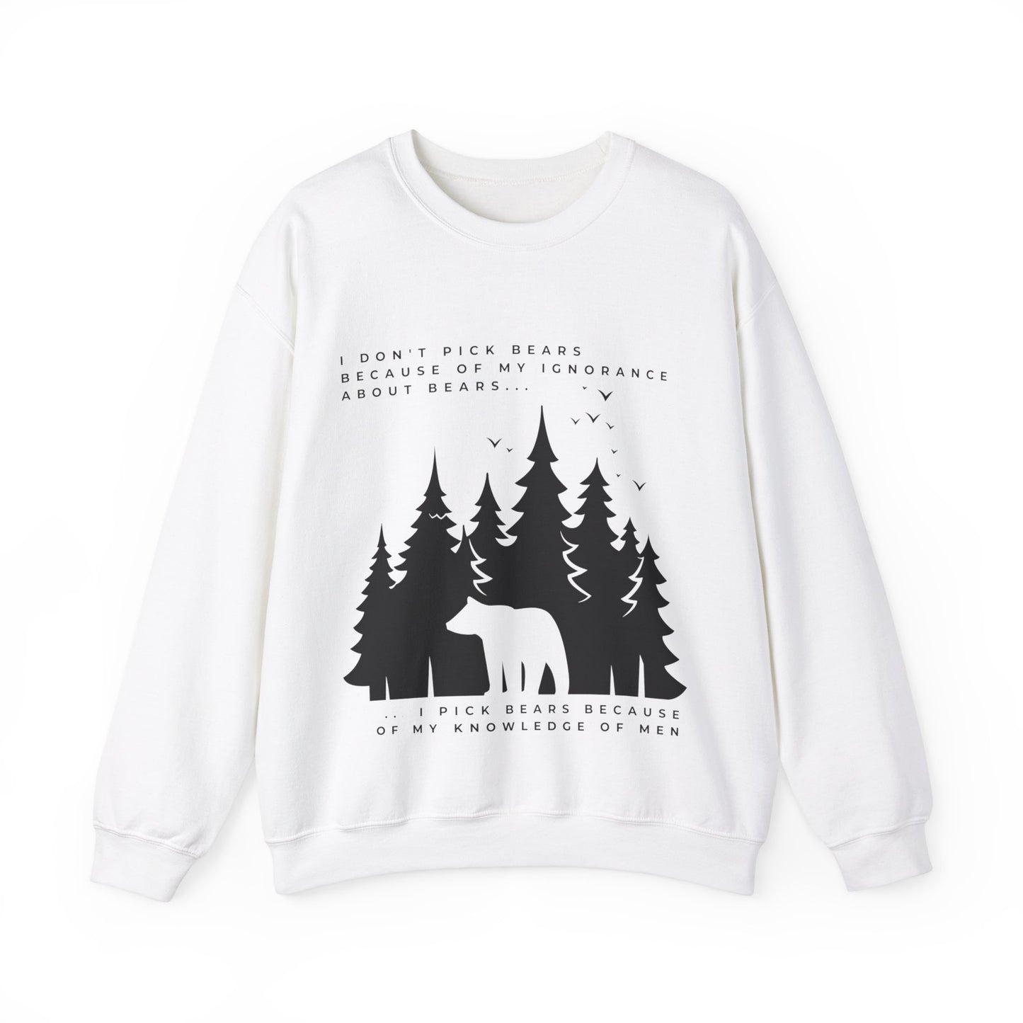 Women's Quoted "Team Bear" Crewneck Sweatshirt - Black Graphic