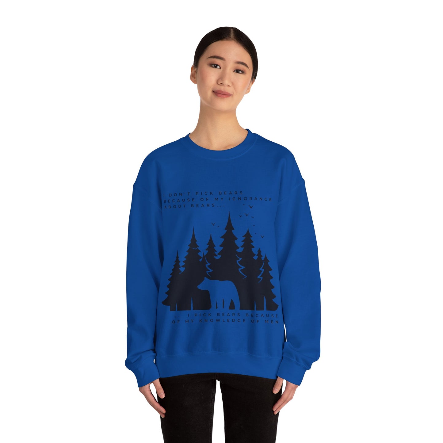 Women's Quoted "Team Bear" Crewneck Sweatshirt - Black Graphic
