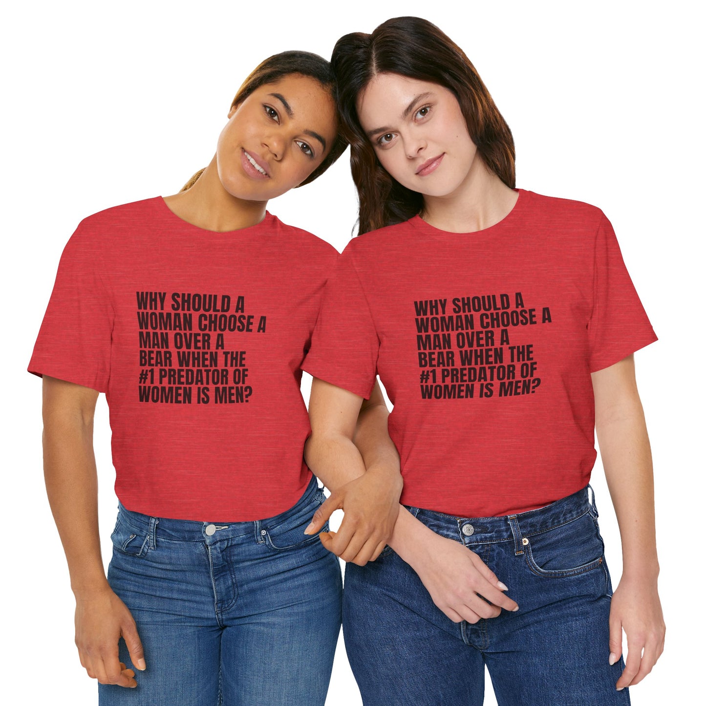 Women's Man v. Bear Tee - Black Writing