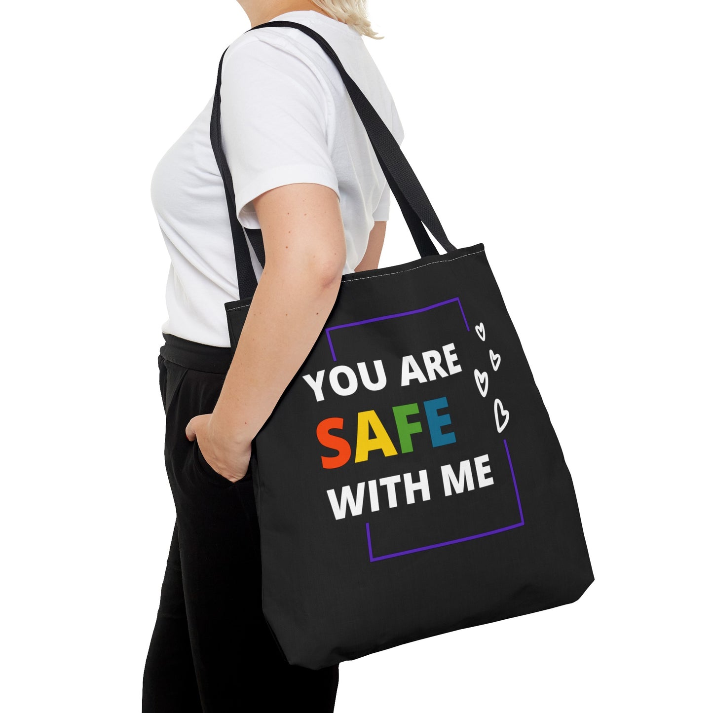 "You Are Safe With Me" Tote Bag (AOP)