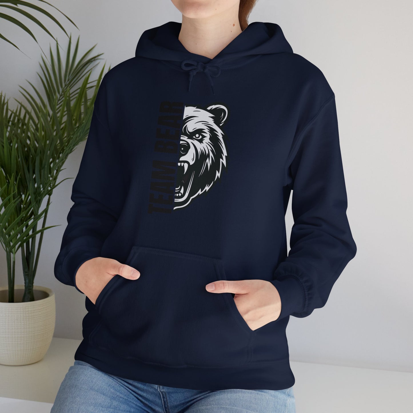 Women's "Team Bear" Hooded Sweatshirt - Black Lettering