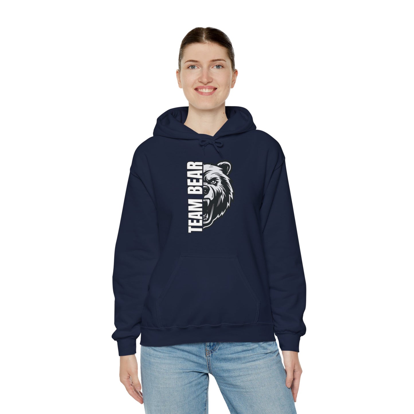 Women's "Team Bear" Hooded Sweatshirt - White Lettering