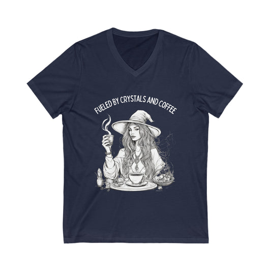 Fueled by Crystals and Coffee V-Neck Tee