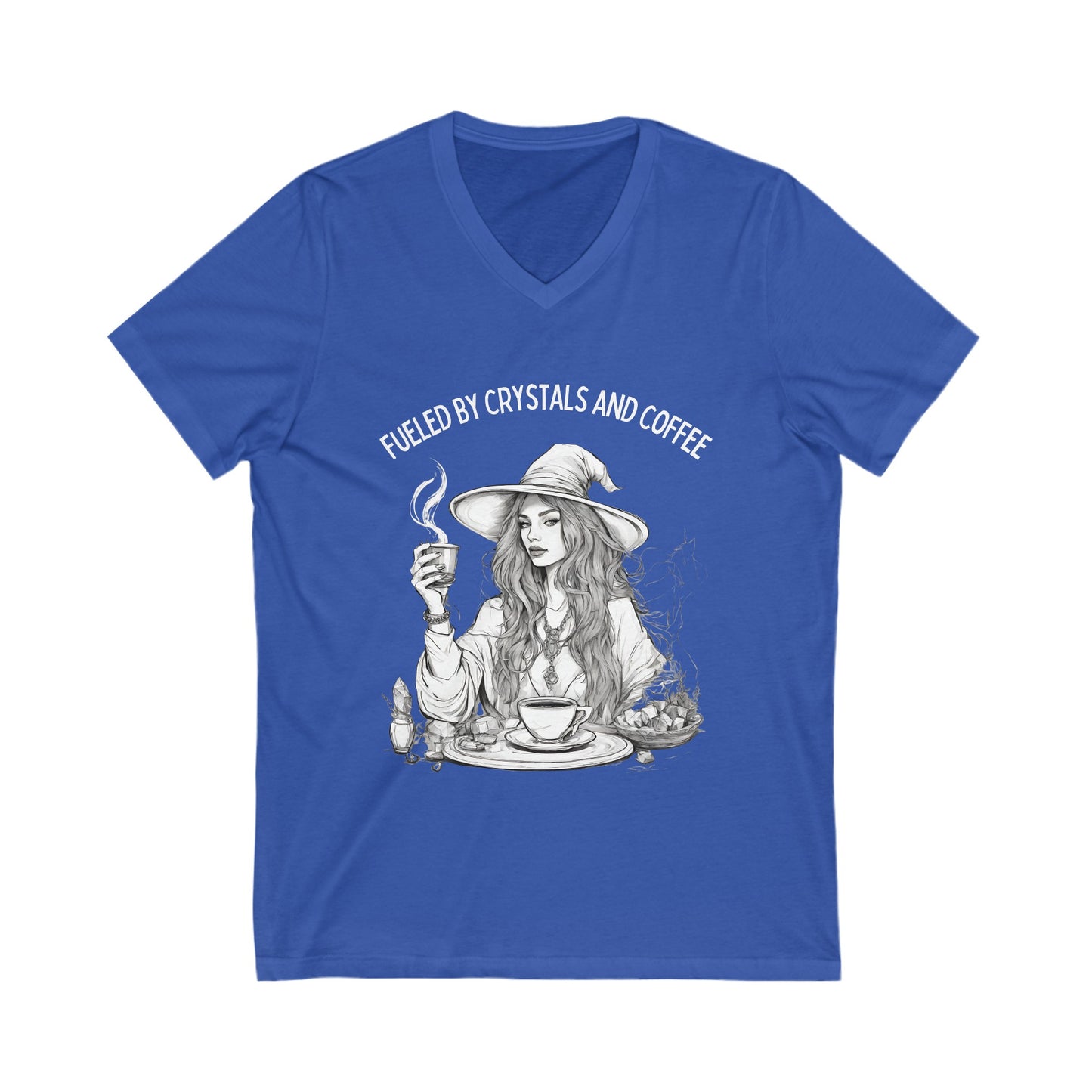 Fueled by Crystals and Coffee V-Neck Tee