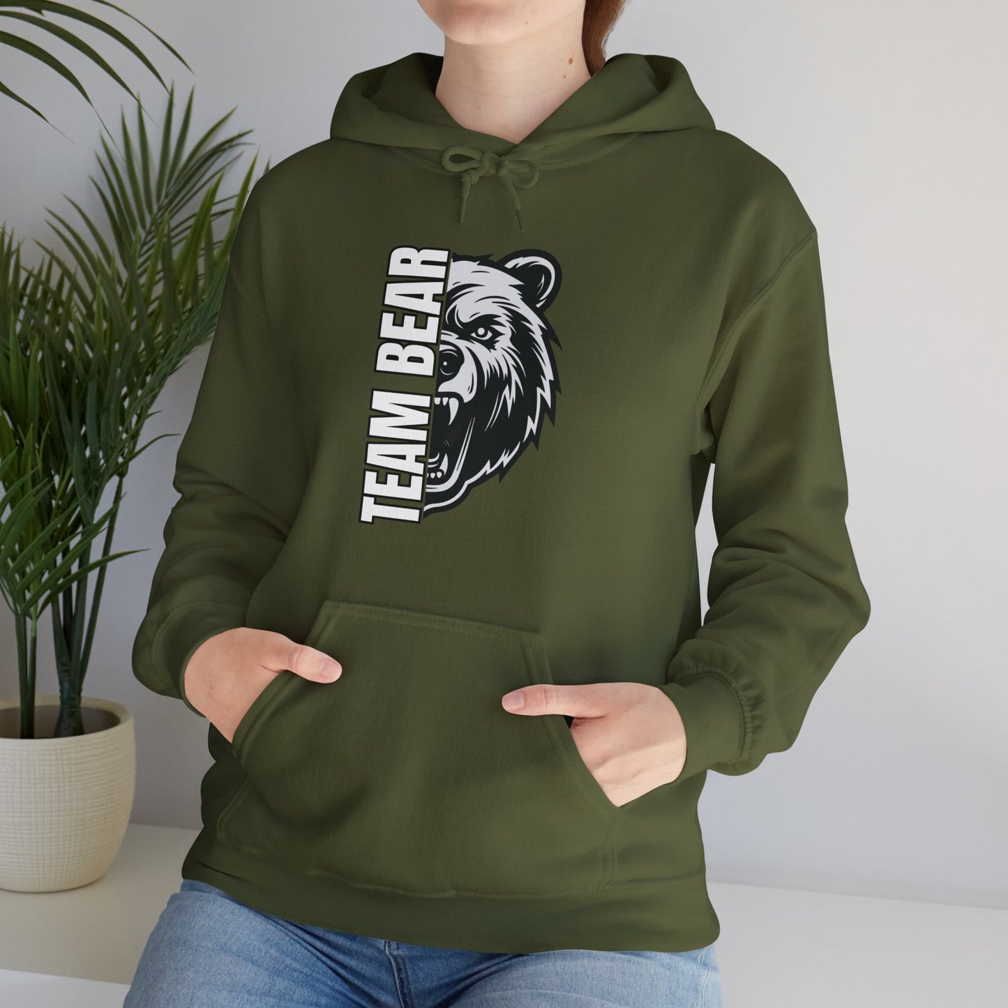 Women's "Team Bear" Hooded Sweatshirt - White Lettering