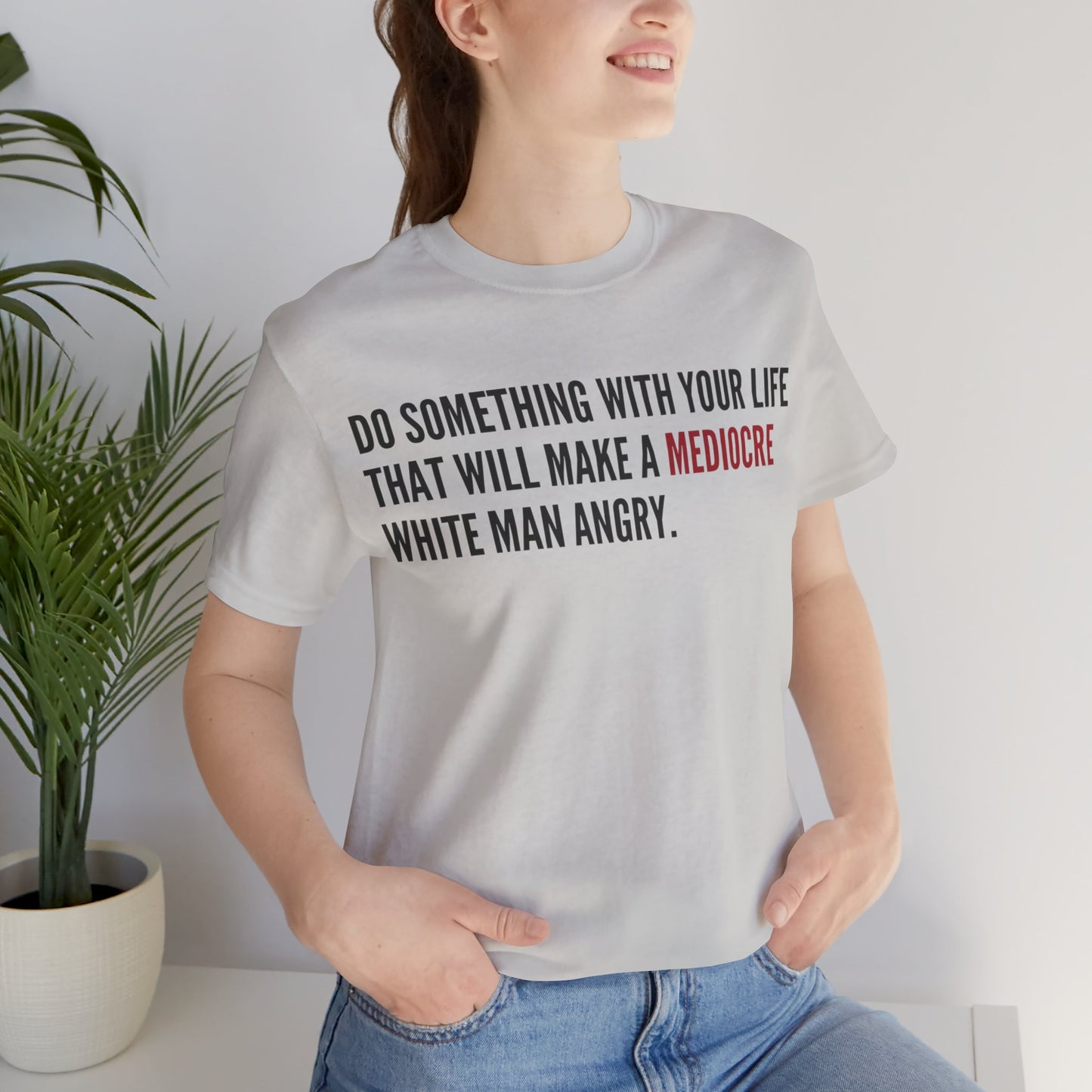 Women's Mediocre Man Short Sleeve Tee - Black Graphic