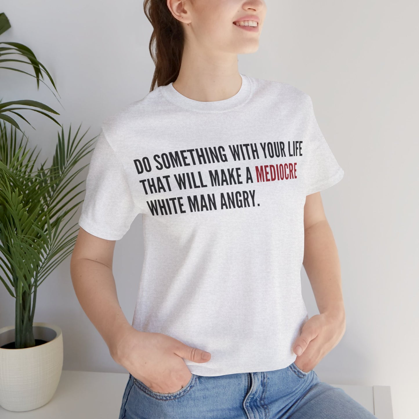 Women's Mediocre Man Short Sleeve Tee - Black Graphic