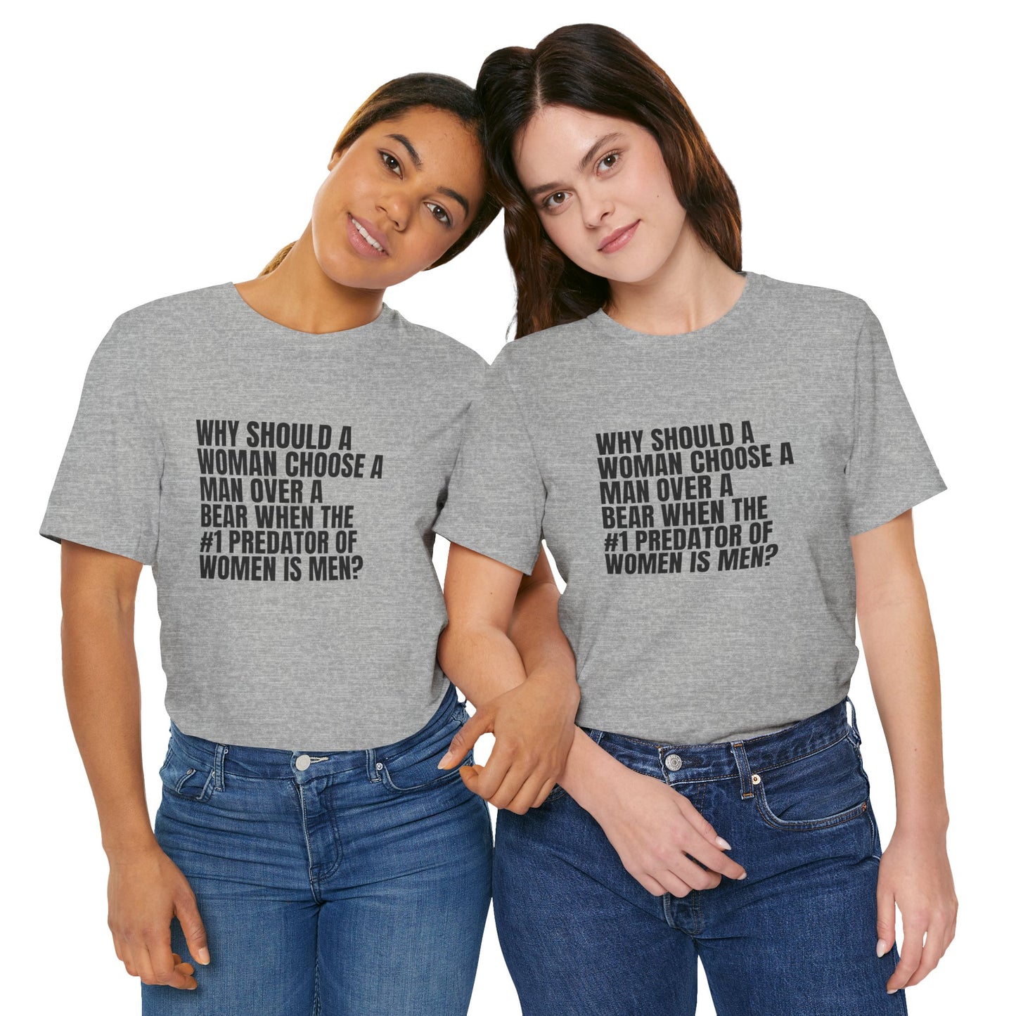 Women's Man v. Bear Tee - Black Writing
