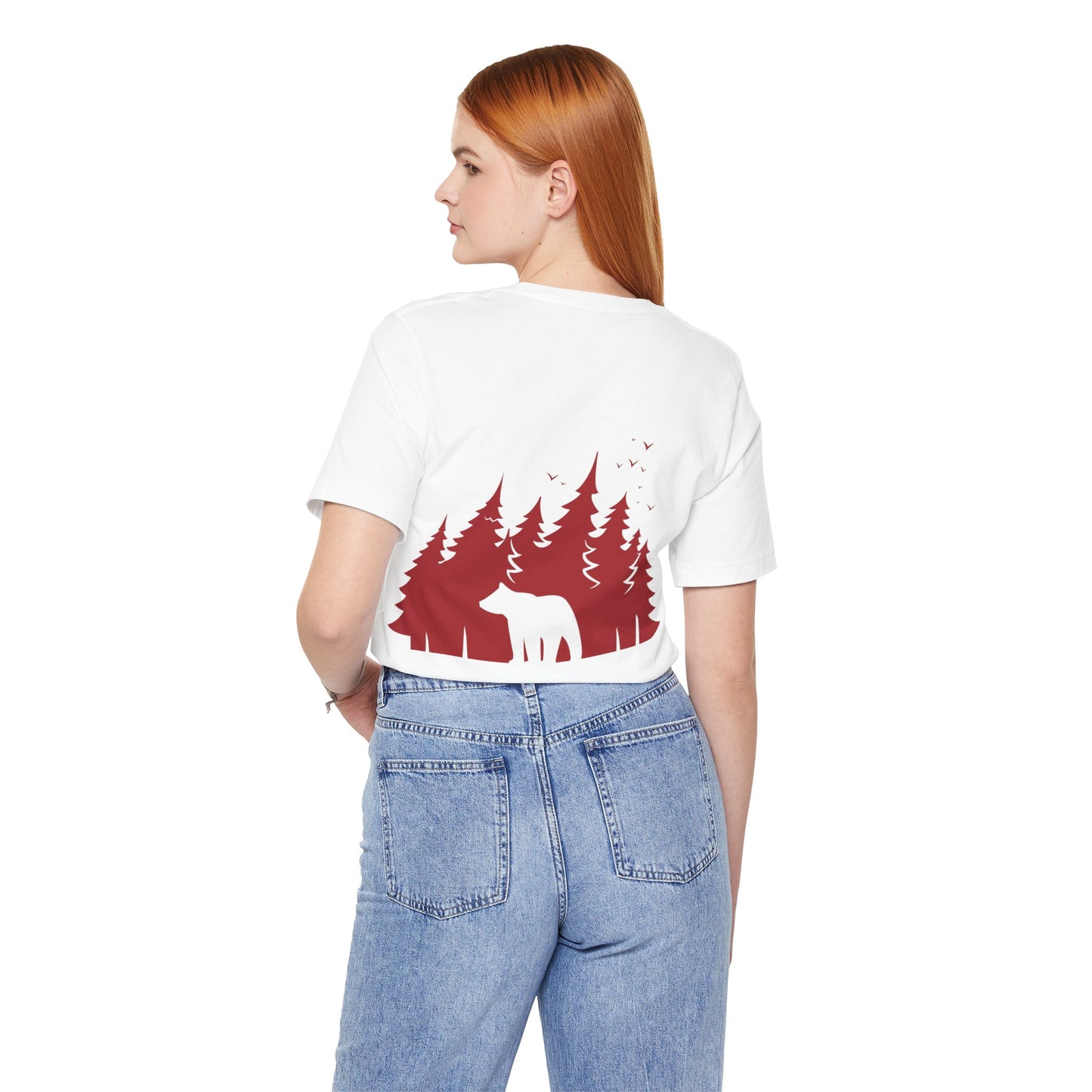 Women's Two-Sided Graphic "Team Bear" Tee - Red and White Graphics