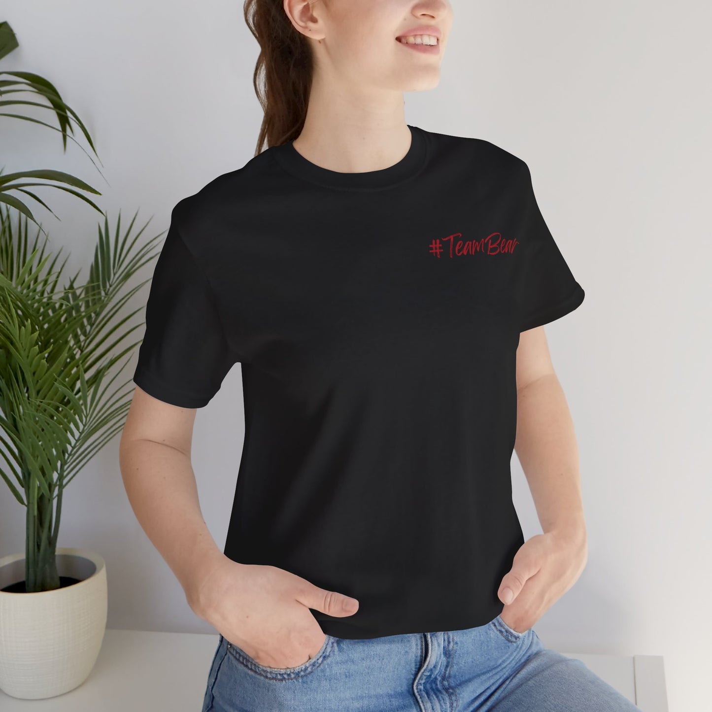 Women's Two-Sided Graphic "Team Bear" Tee - Red and White Graphics