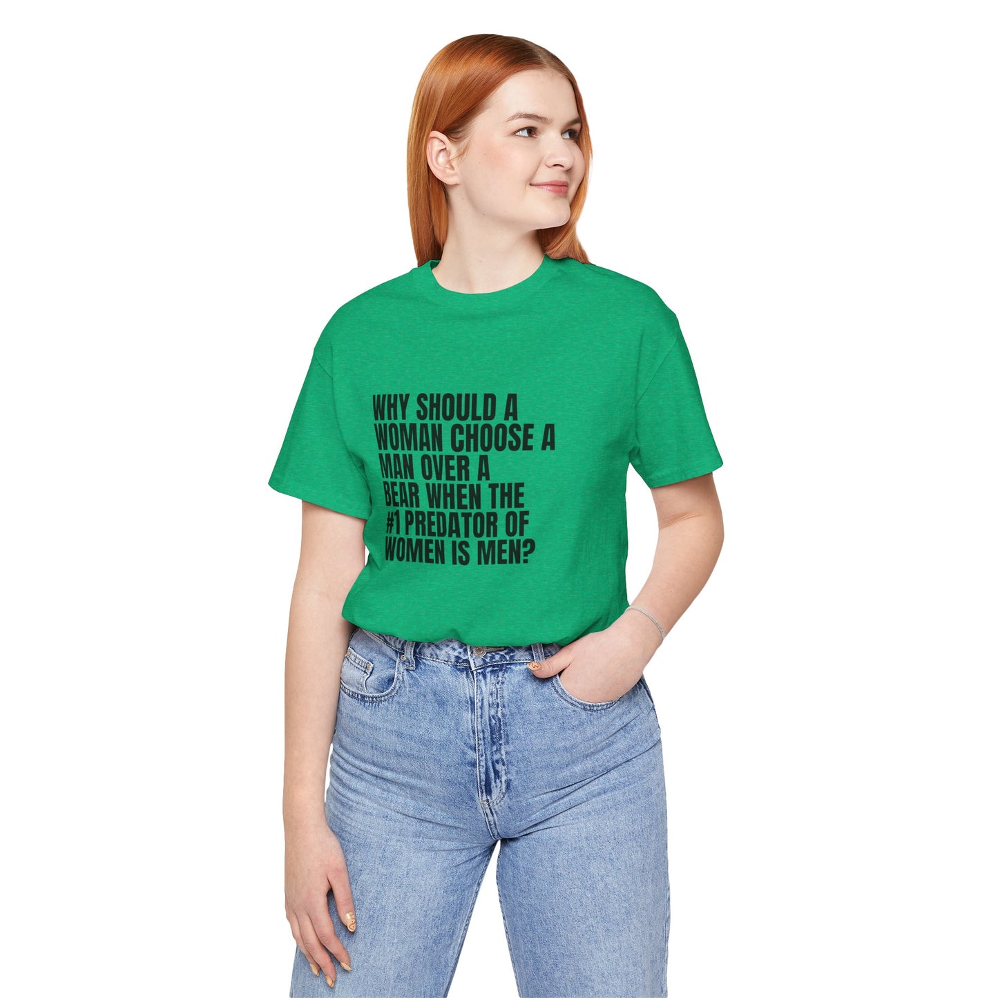Women's Man v. Bear Tee - Black Writing