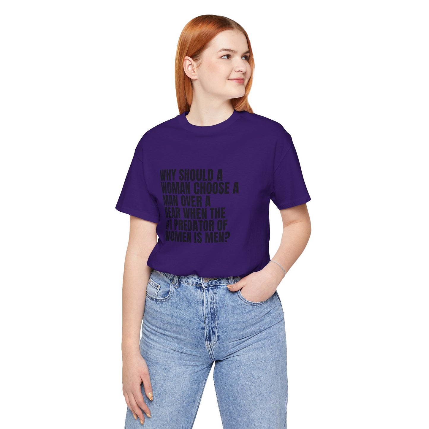 Women's Man v. Bear Tee - Black Writing