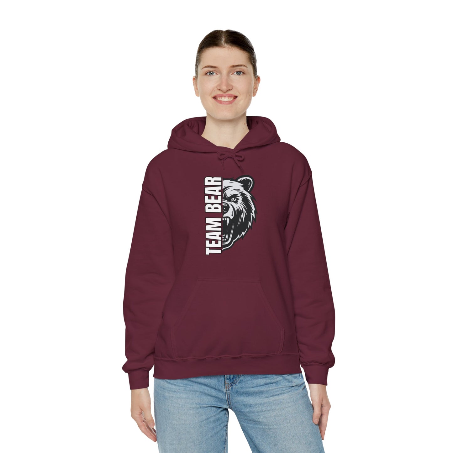 Women's "Team Bear" Hooded Sweatshirt - White Lettering