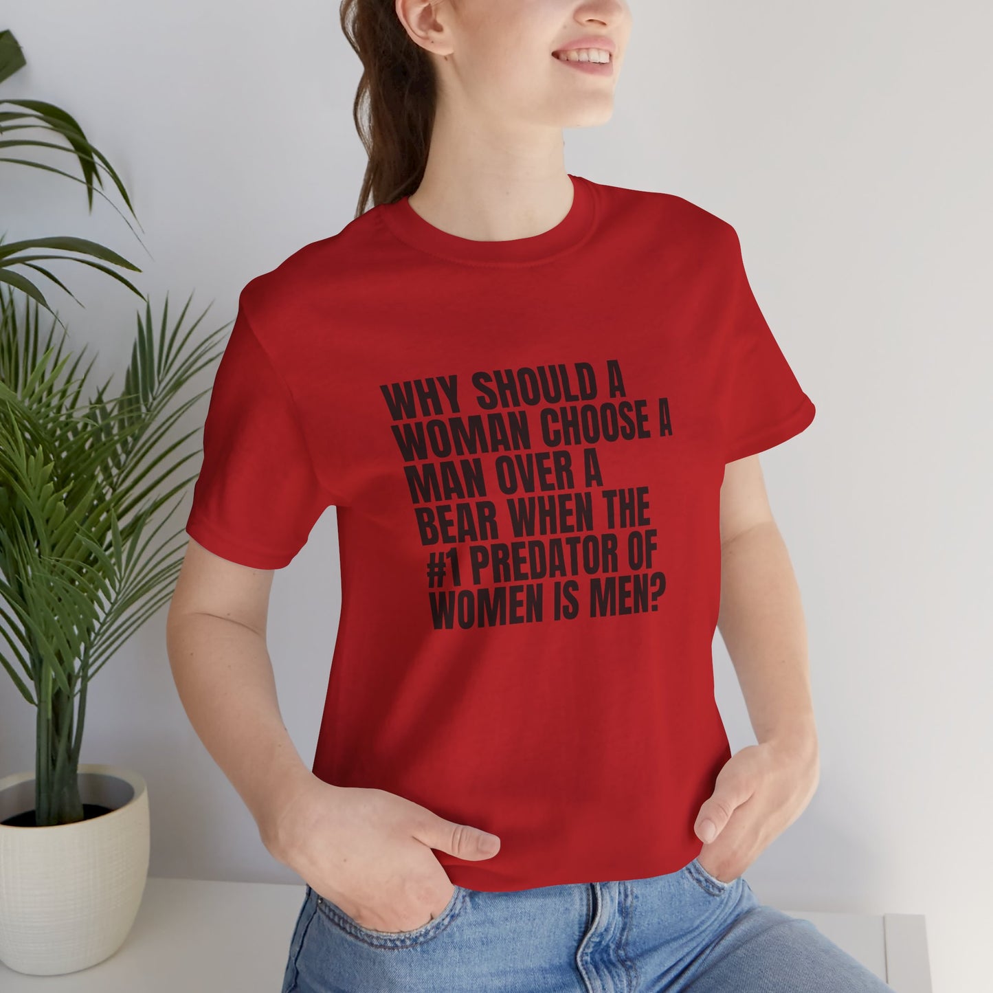 Women's Man v. Bear Tee - Black Writing
