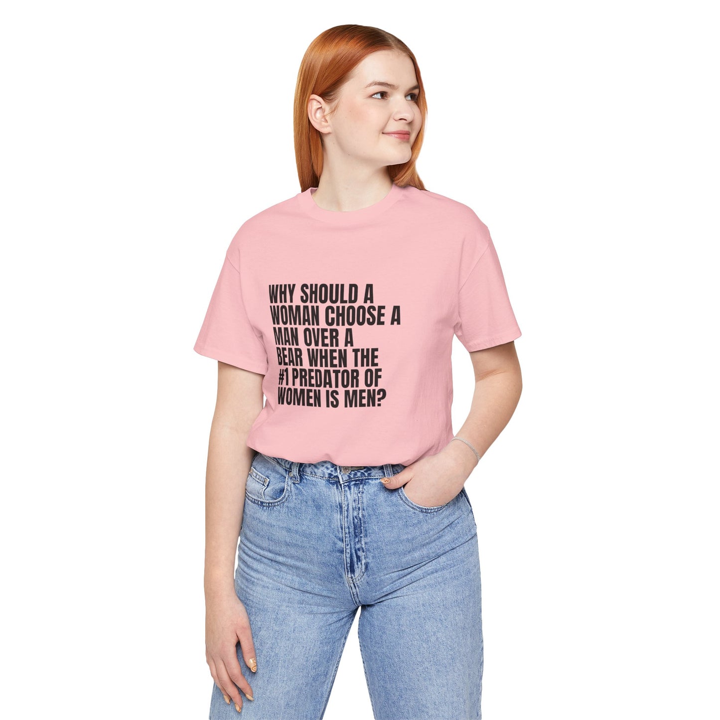 Women's Man v. Bear Tee - Black Writing