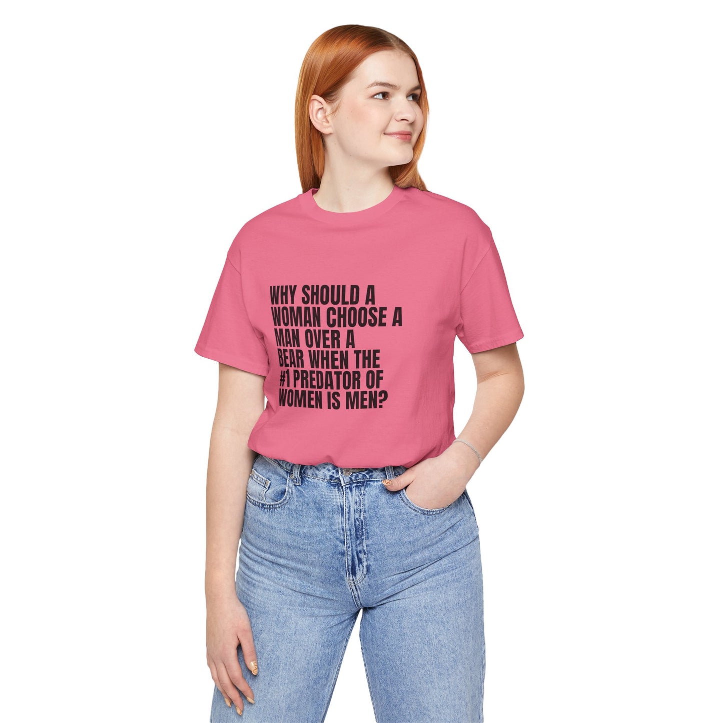 Women's Man v. Bear Tee - Black Writing