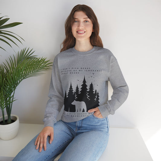 Women's Quoted "Team Bear" Crewneck Sweatshirt - Black Graphic