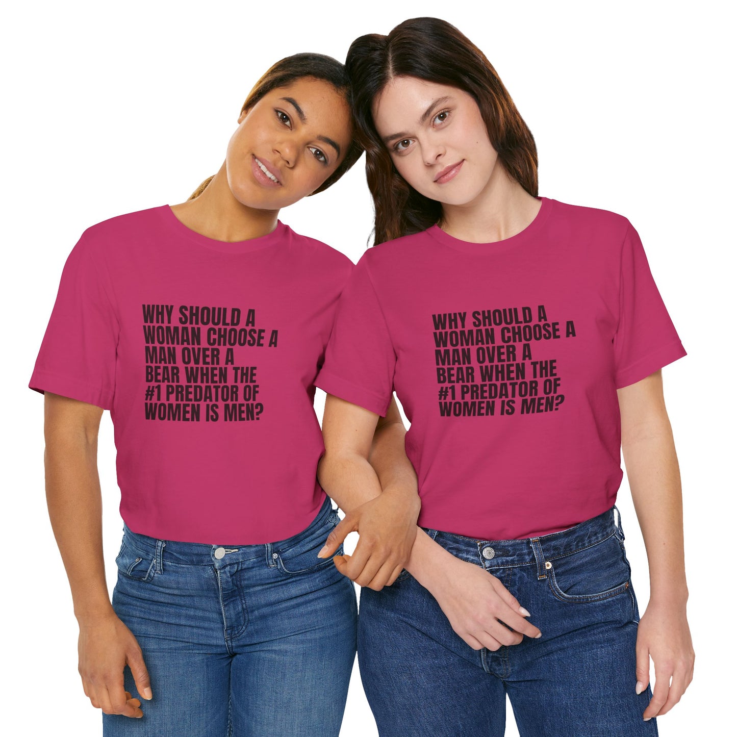 Women's Man v. Bear Tee - Black Writing