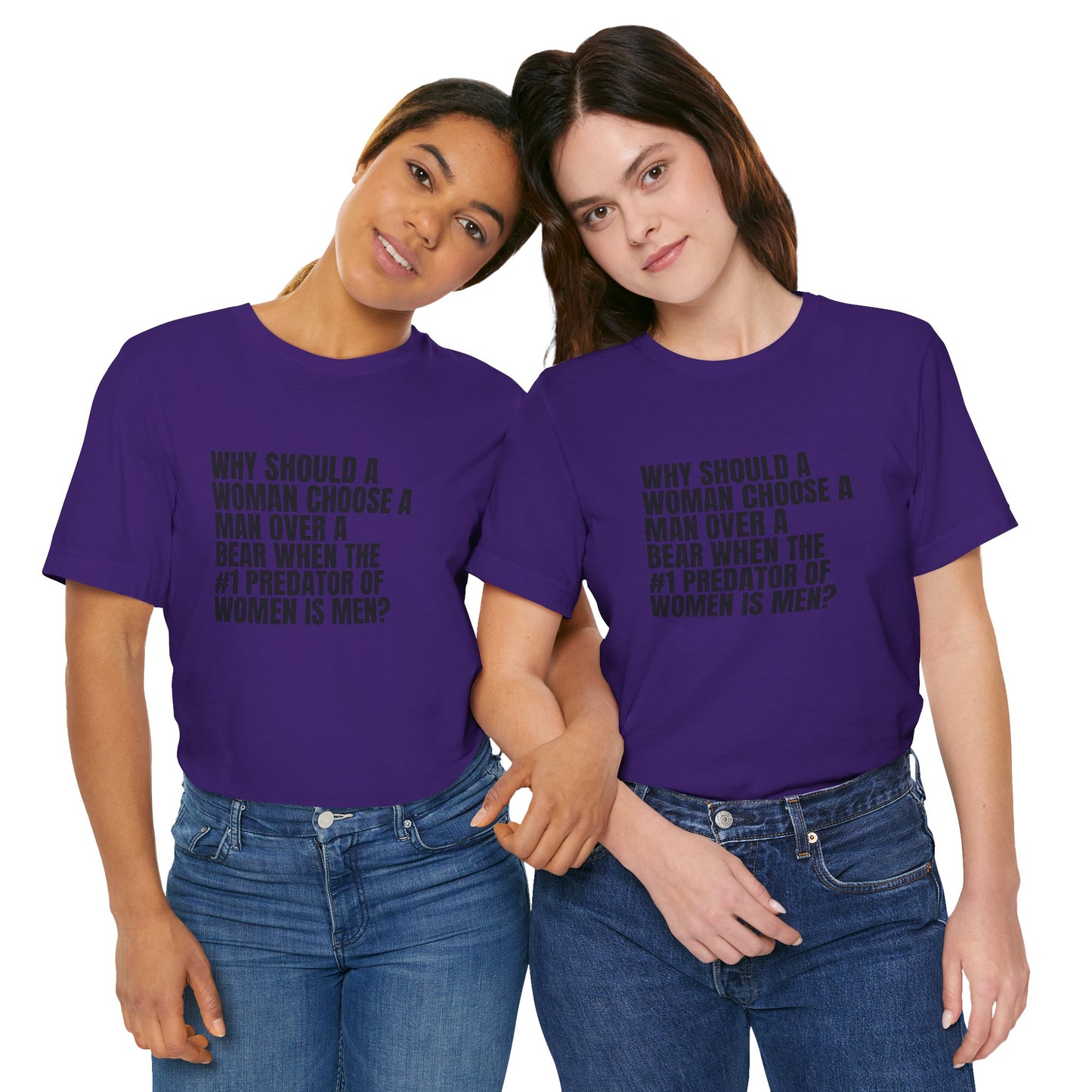 Women's Man v. Bear Tee - Black Writing