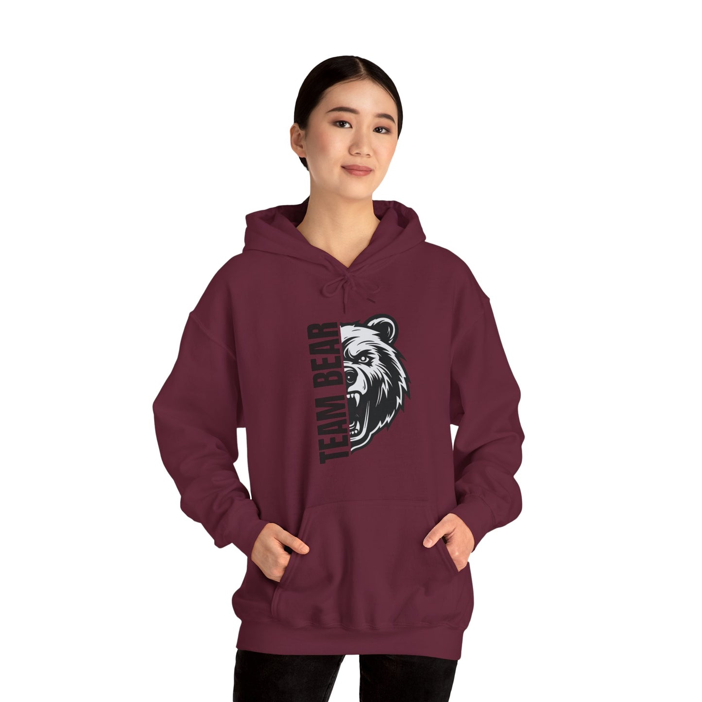 Women's "Team Bear" Hooded Sweatshirt - Black Lettering