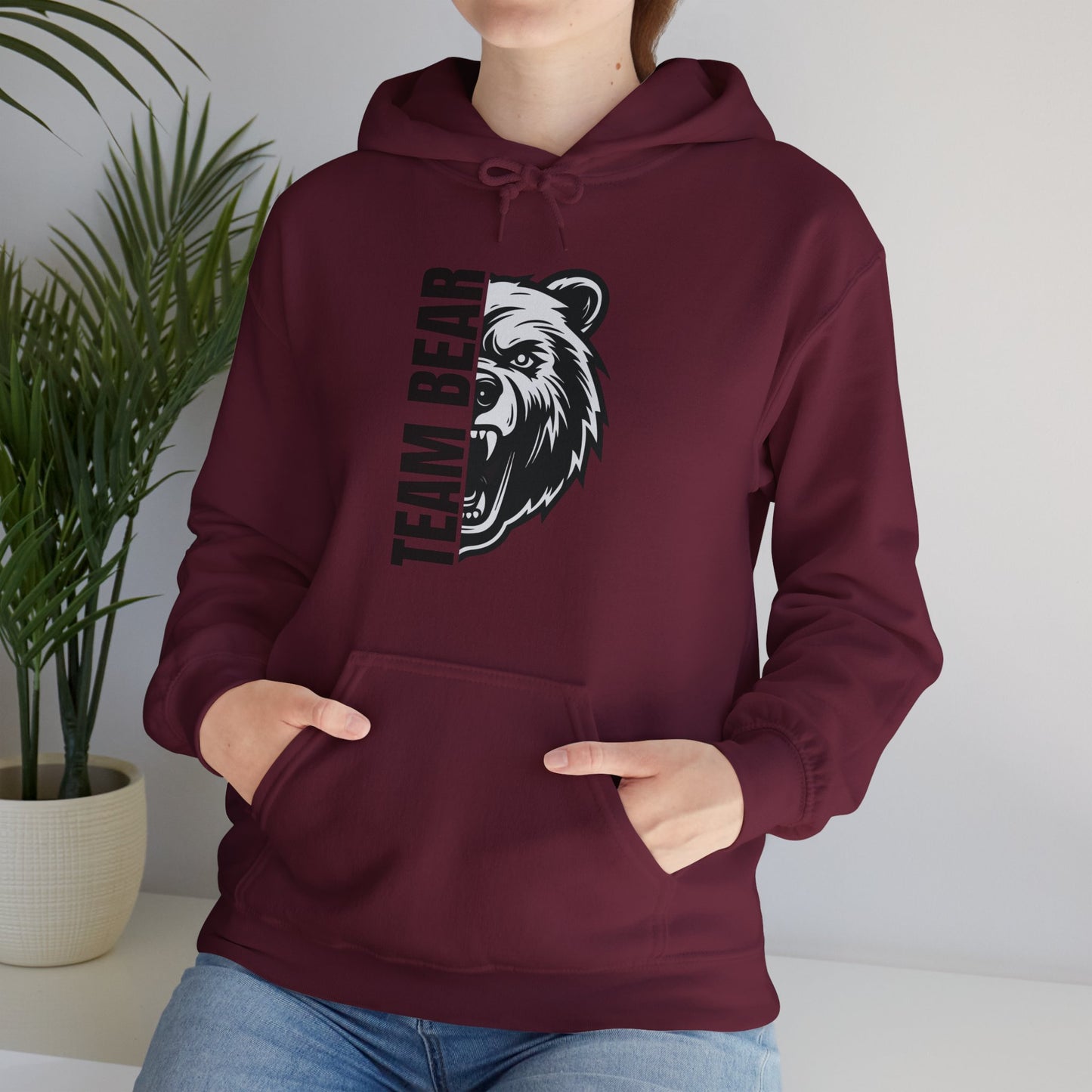 Women's "Team Bear" Hooded Sweatshirt - Black Lettering