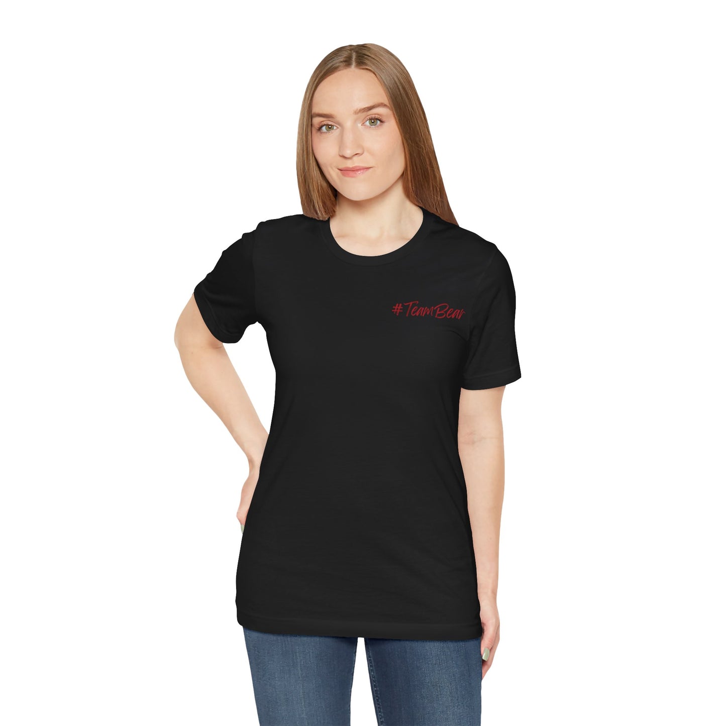 Women's Two-Sided Graphic "Team Bear" Tee - Red and White Graphics