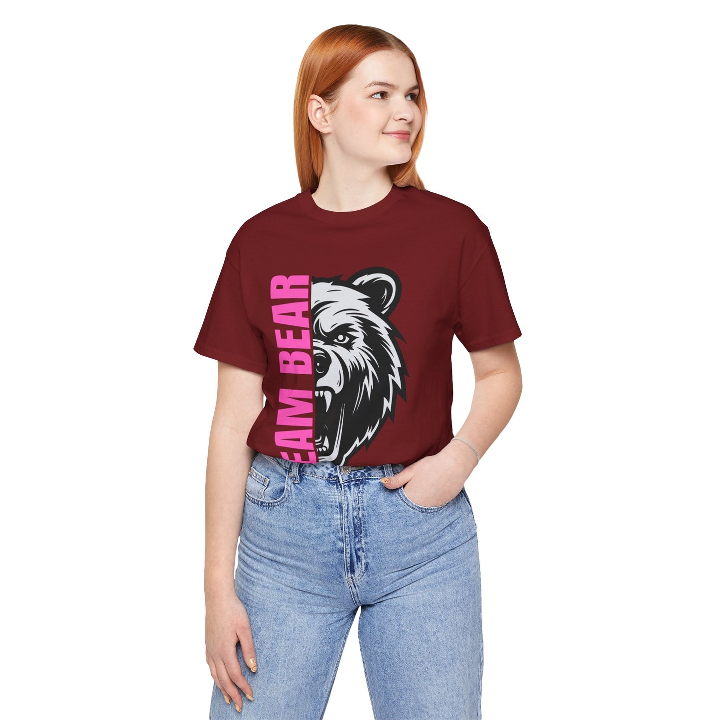 Women's "Team Bear" Tee - Pink Lettering