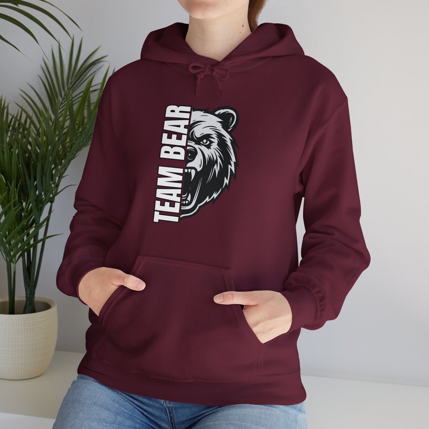 Women's "Team Bear" Hooded Sweatshirt - White Lettering
