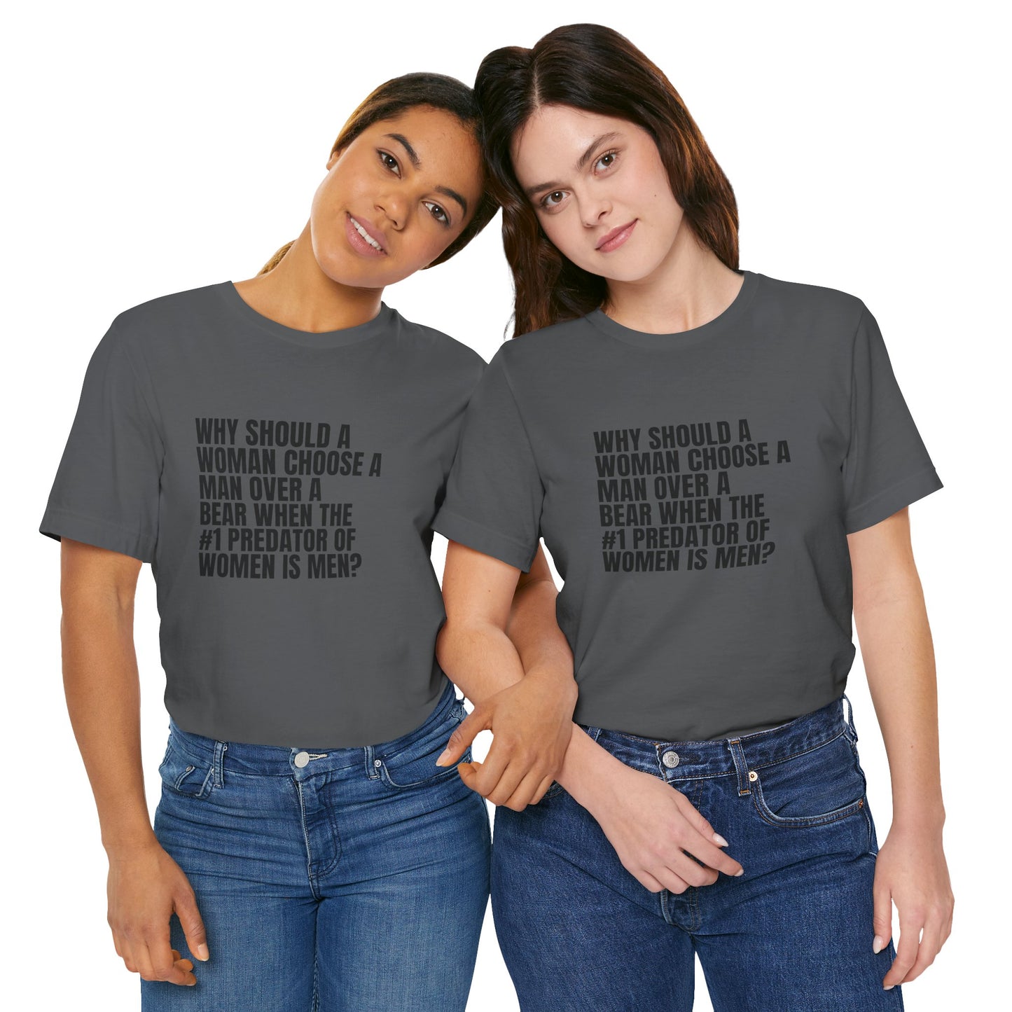 Women's Man v. Bear Tee - Black Writing