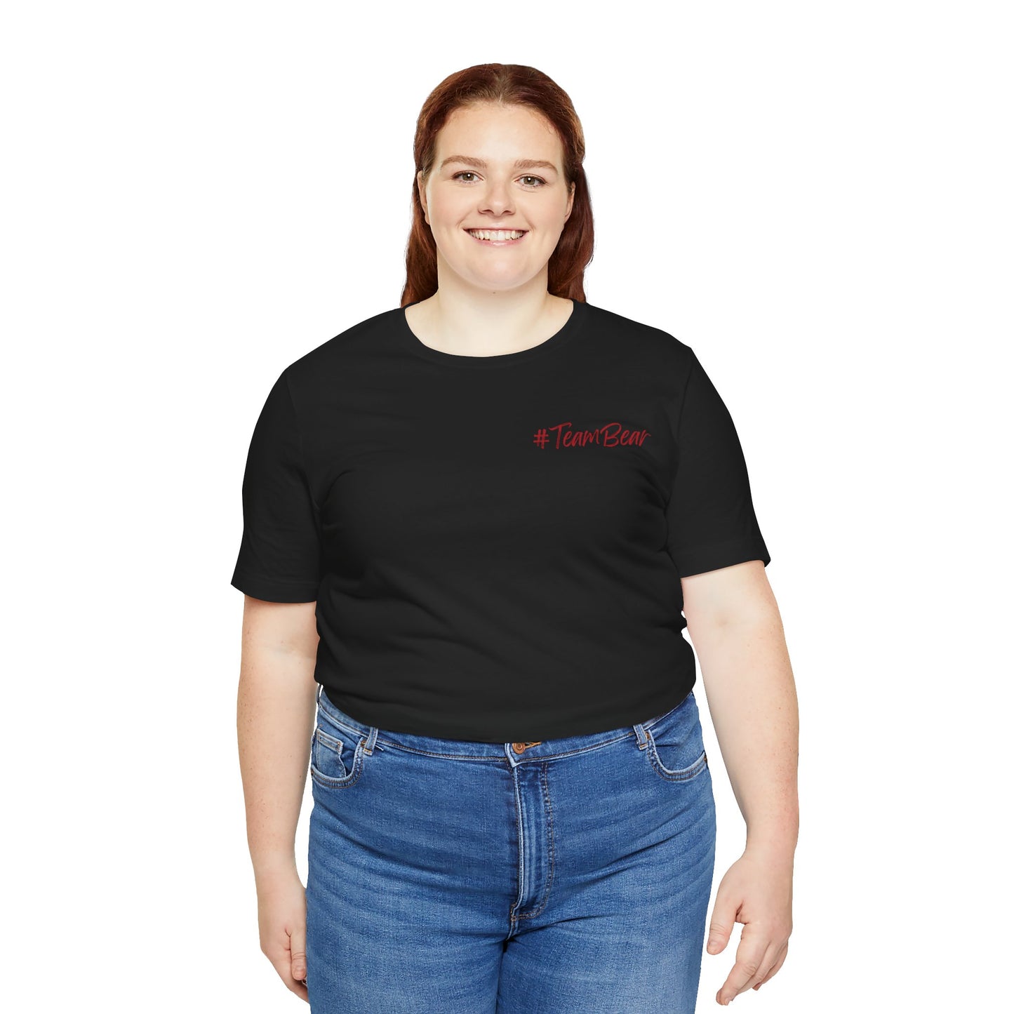 Women's Two-Sided Graphic "Team Bear" Tee - Red and White Graphics