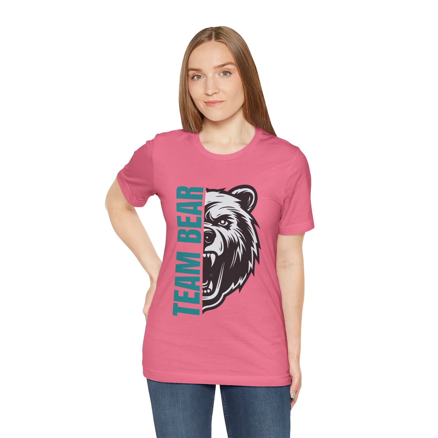 Women's "Team Bear" Tee - Teal Lettering