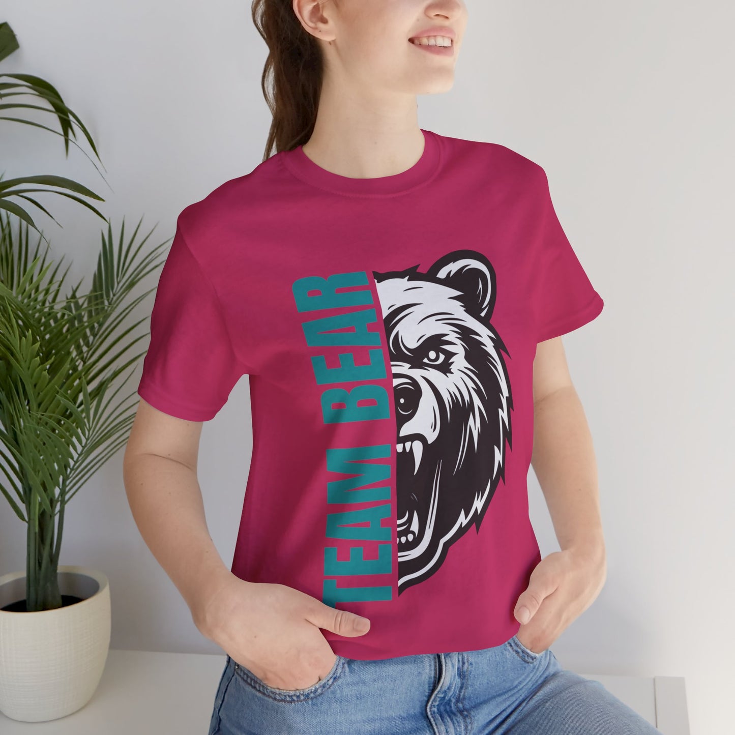 Women's "Team Bear" Tee - Teal Lettering