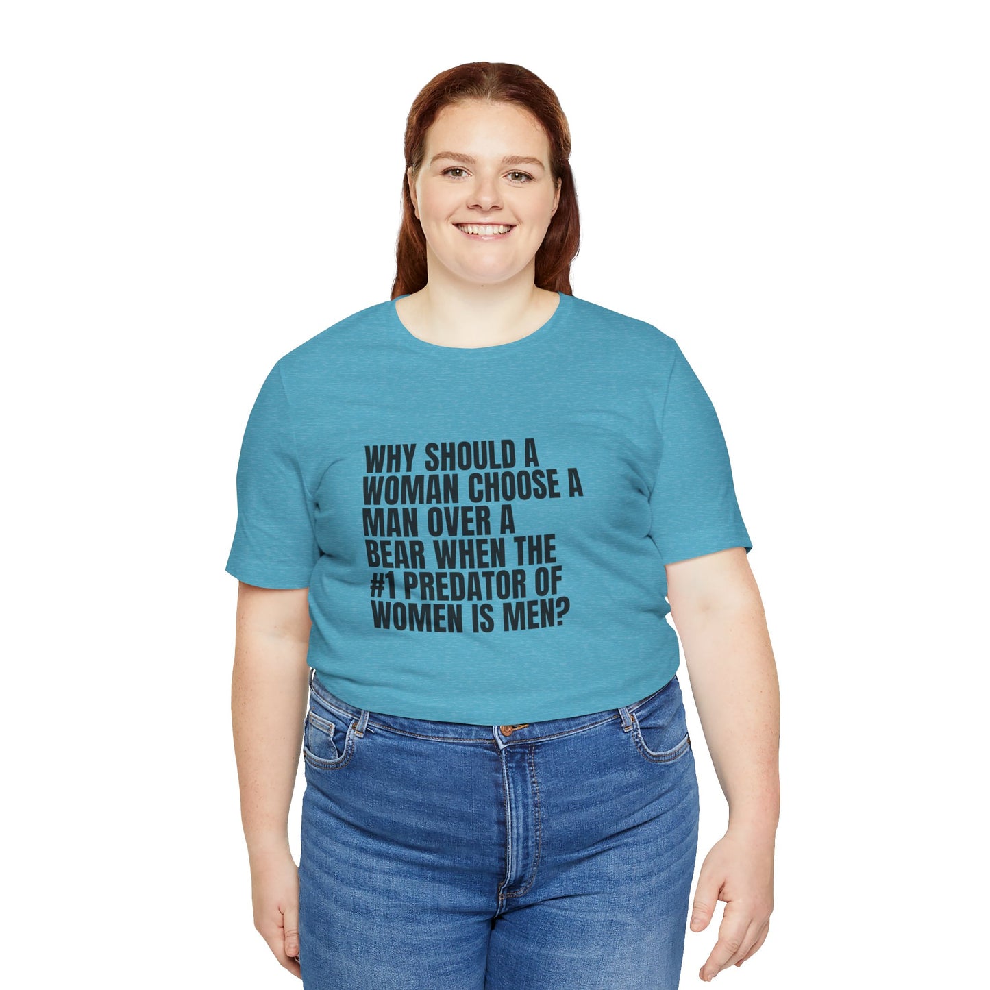 Women's Man v. Bear Tee - Black Writing