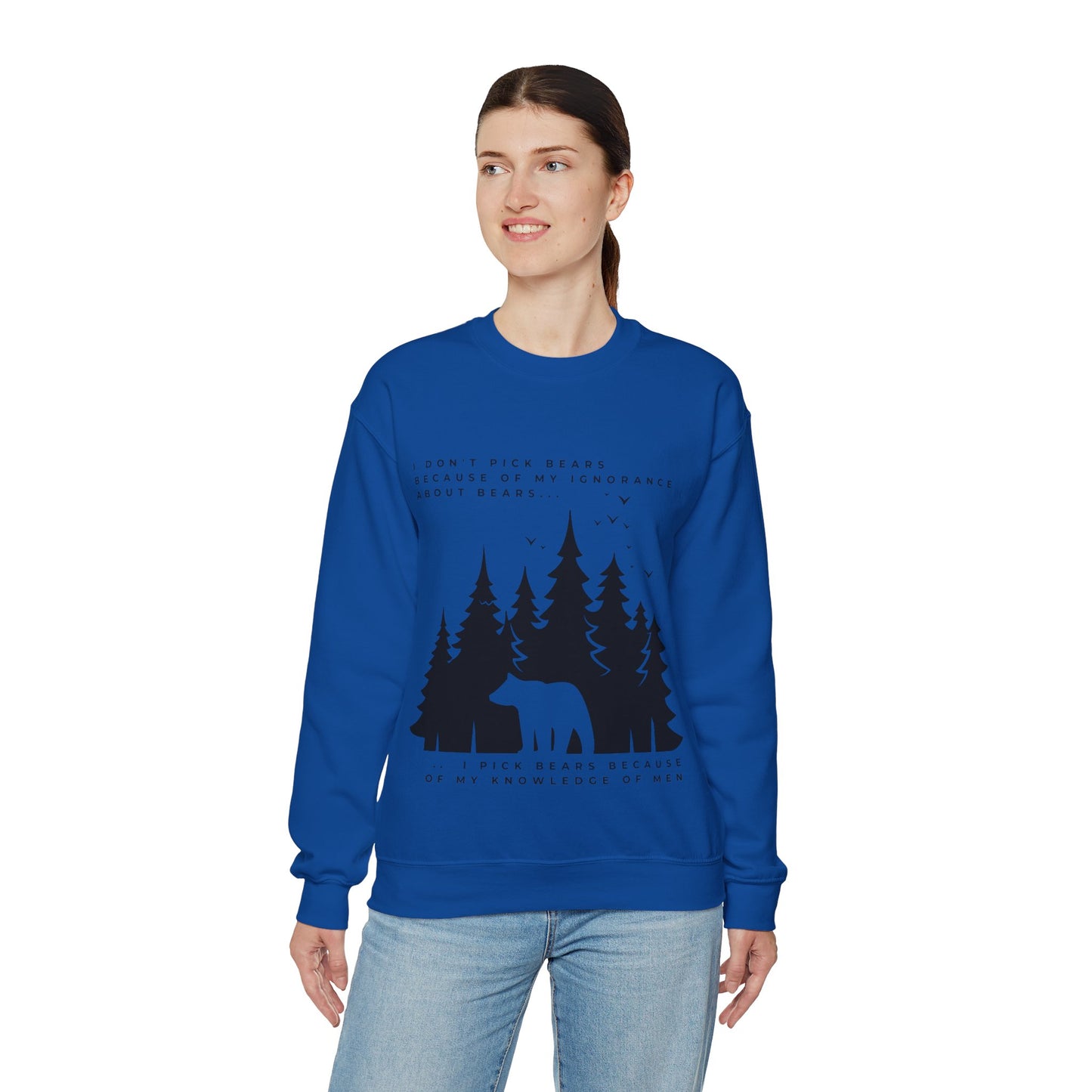 Women's Quoted "Team Bear" Crewneck Sweatshirt - Black Graphic
